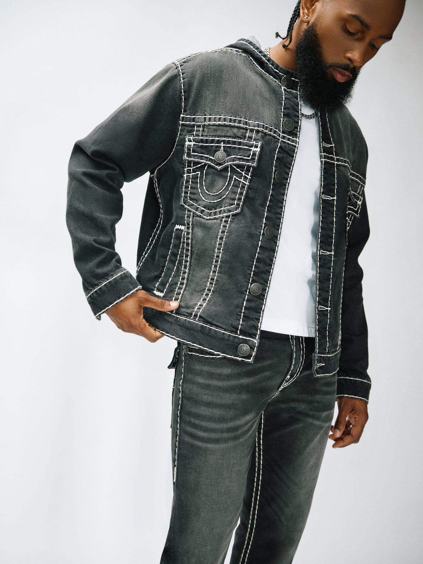 Image 4 of 7 of TRUE RELIGION Super T Hooded Denim Jacket - Black