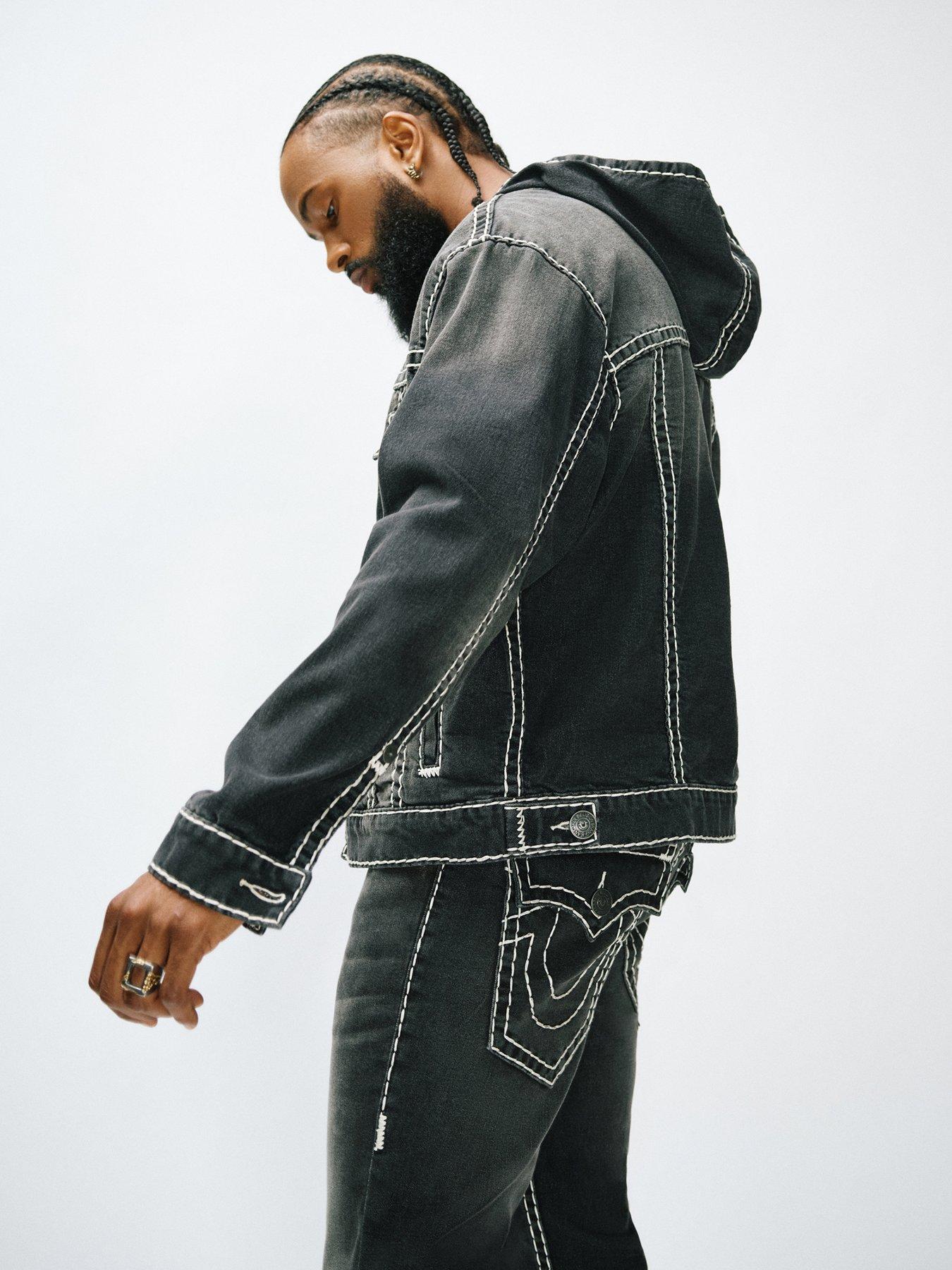 Image 5 of 7 of TRUE RELIGION Super T Hooded Denim Jacket - Black
