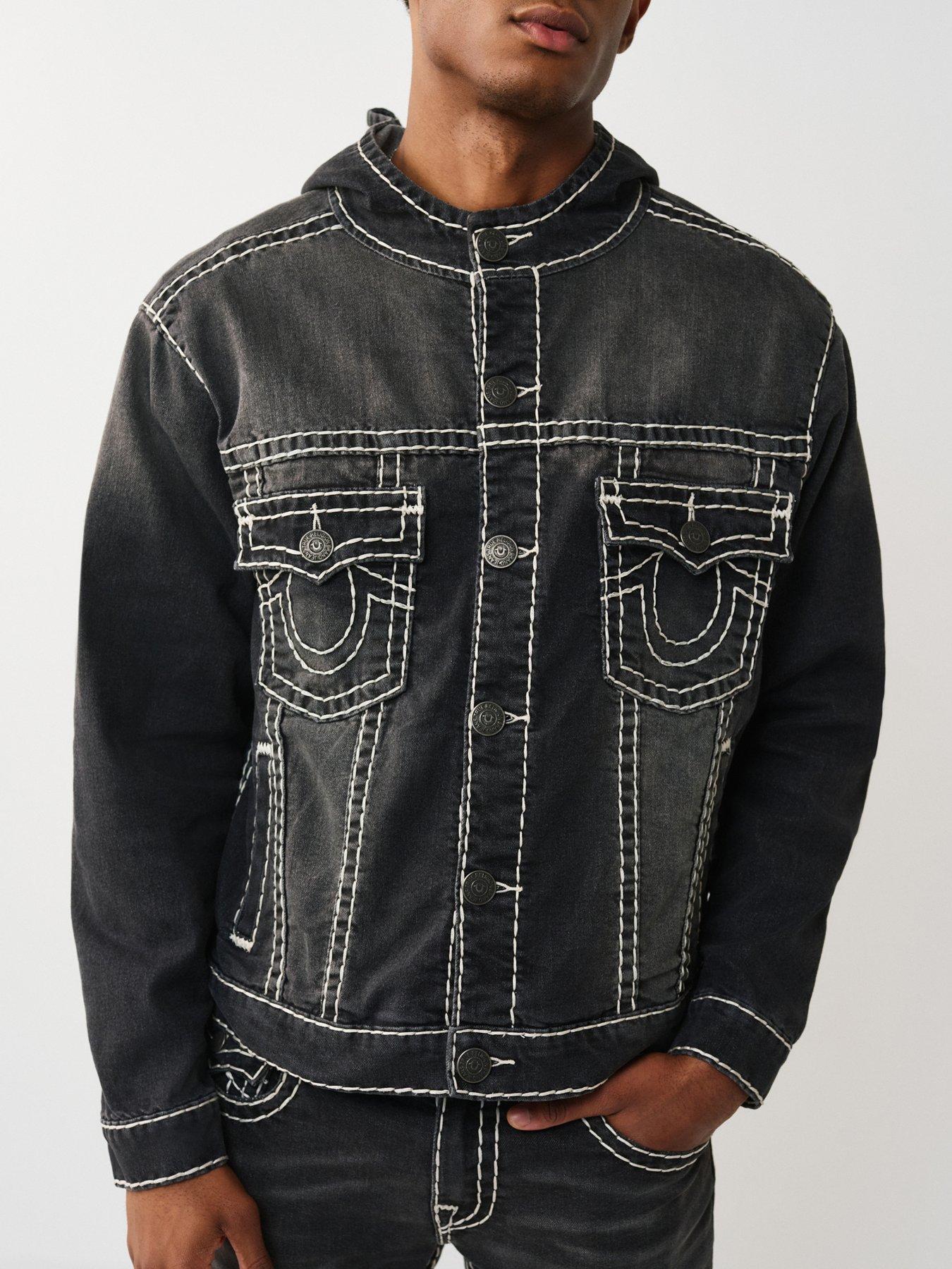 Image 6 of 7 of TRUE RELIGION Super T Hooded Denim Jacket - Black