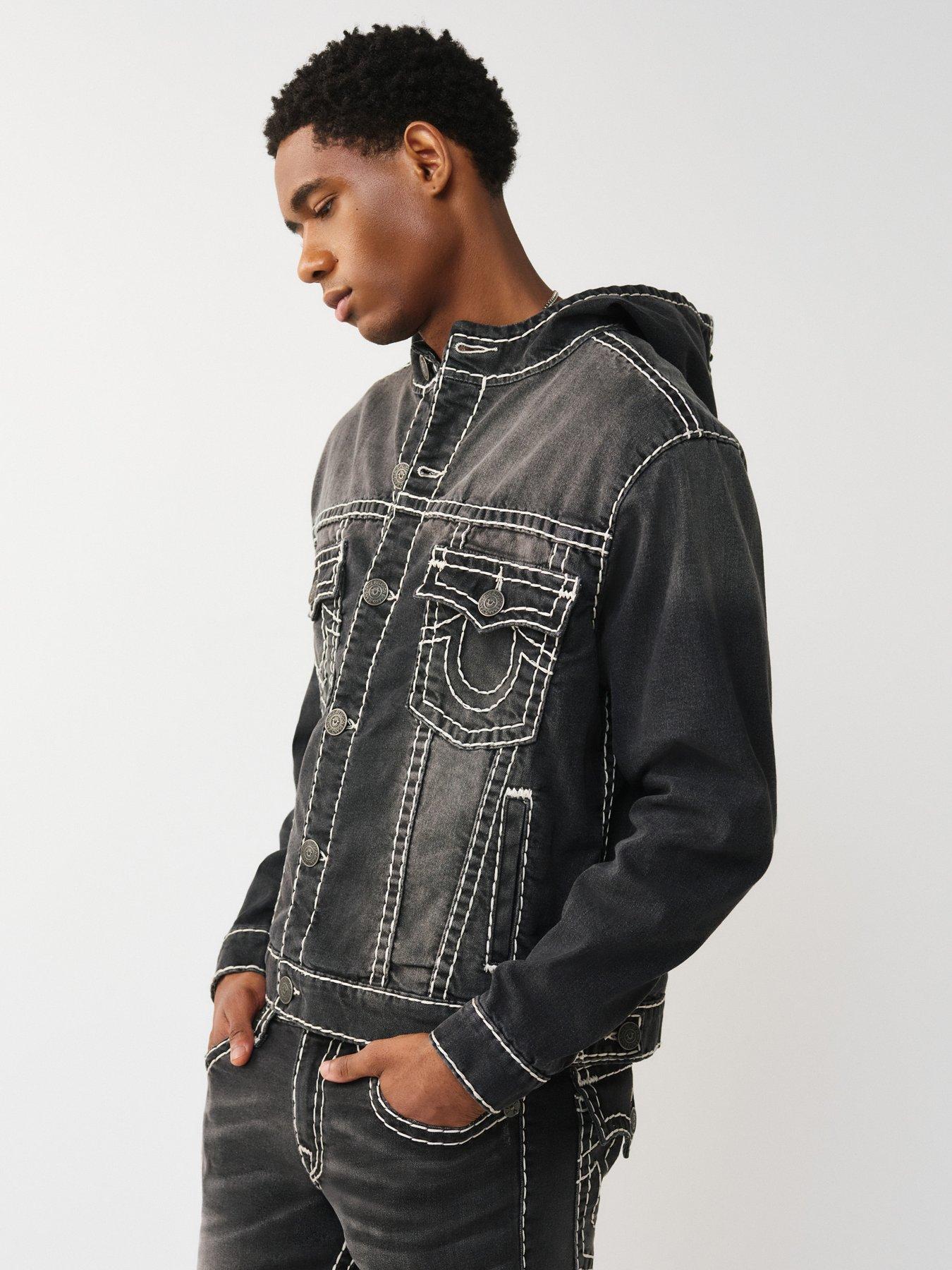 Image 7 of 7 of TRUE RELIGION Super T Hooded Denim Jacket - Black