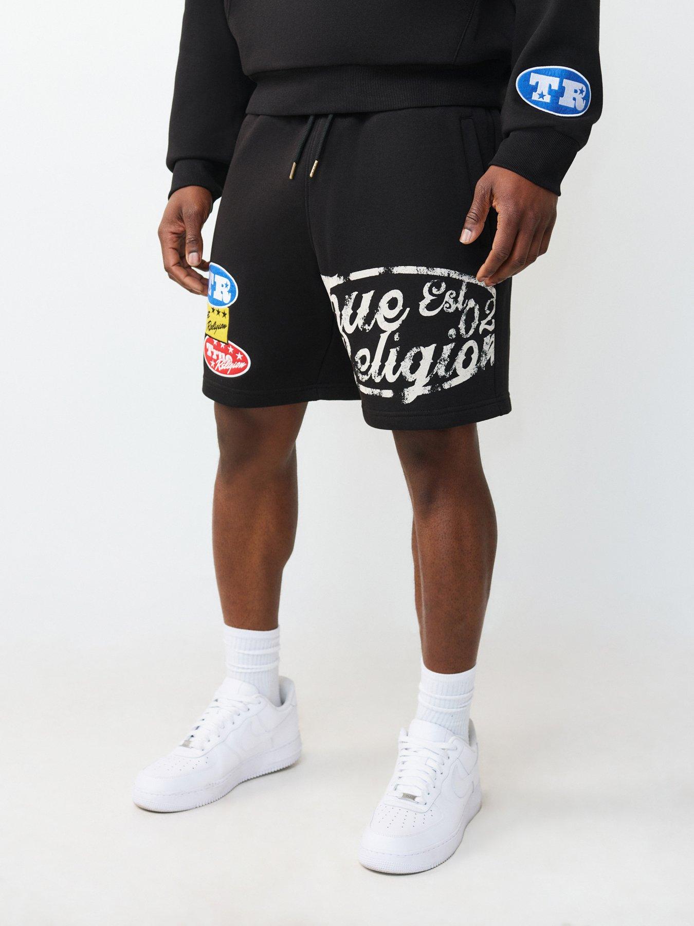 Image 1 of 5 of TRUE RELIGION Logo Patch Sweat Shorts - Black