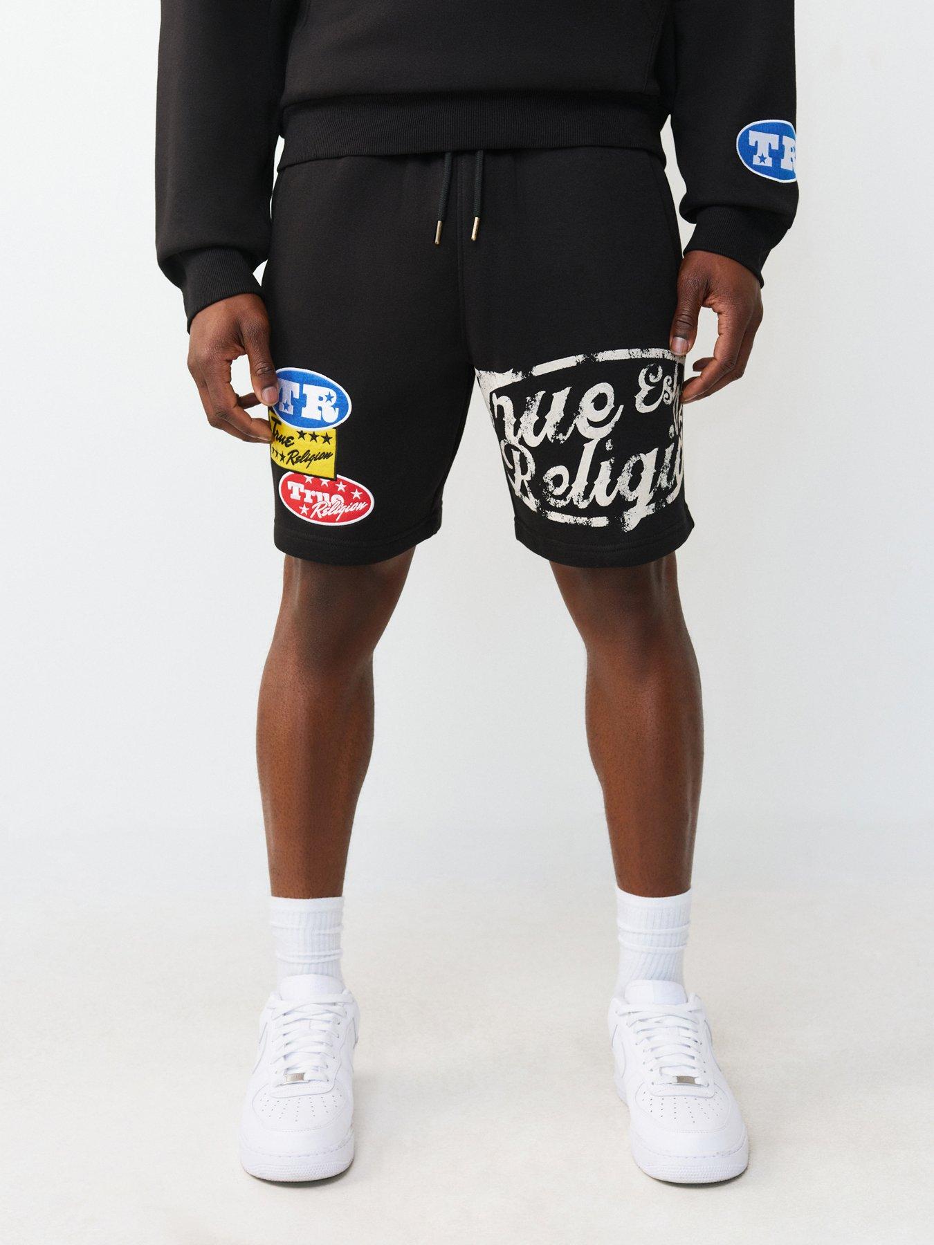 Image 5 of 5 of TRUE RELIGION Logo Patch Sweat Shorts - Black