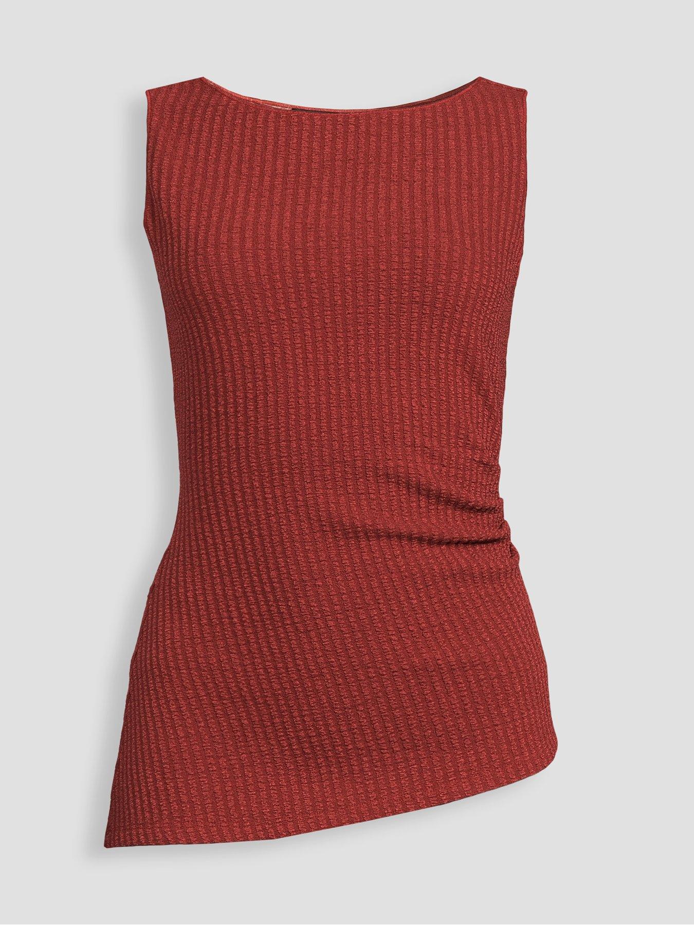 The Very Collection Ribbed Ruched Side Top Co-ord- Rust | Littlewoods