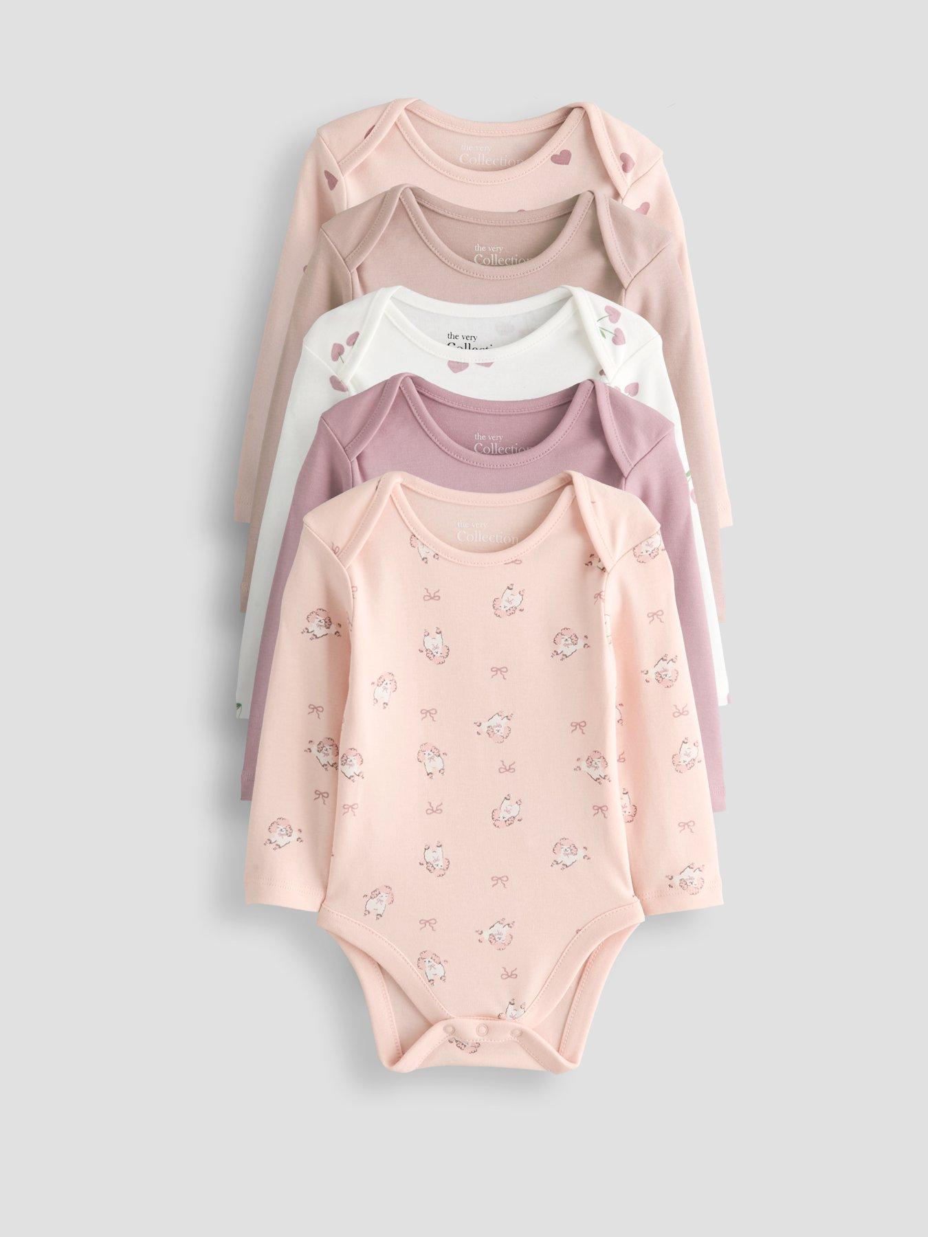 The Very Collection Baby Girl Long Sleeve 5 Pack Bodysuit - Pink