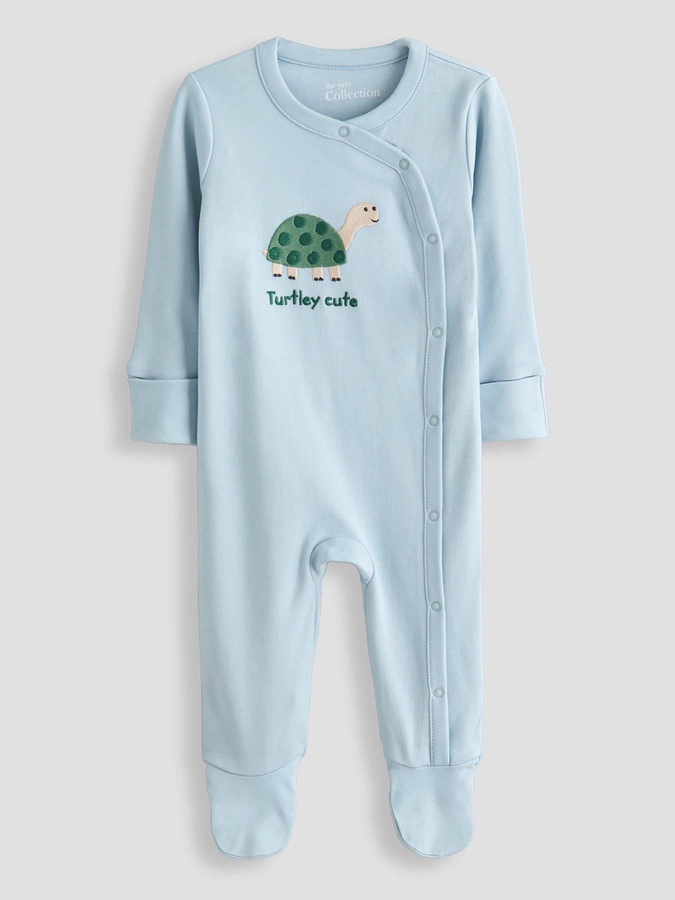 Image 2 of 5 of The Very Collection Baby Boys 3 Pack Sea Life Stripe Sleepsuit - Blue
