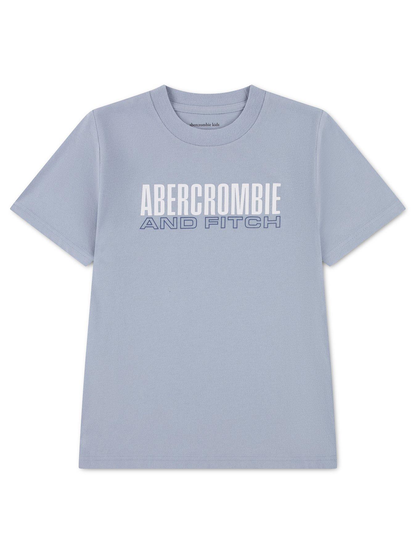 Image 1 of 3 of Abercrombie & Fitch Boys Brick Type Short Sleeve T-Shirt - Blue