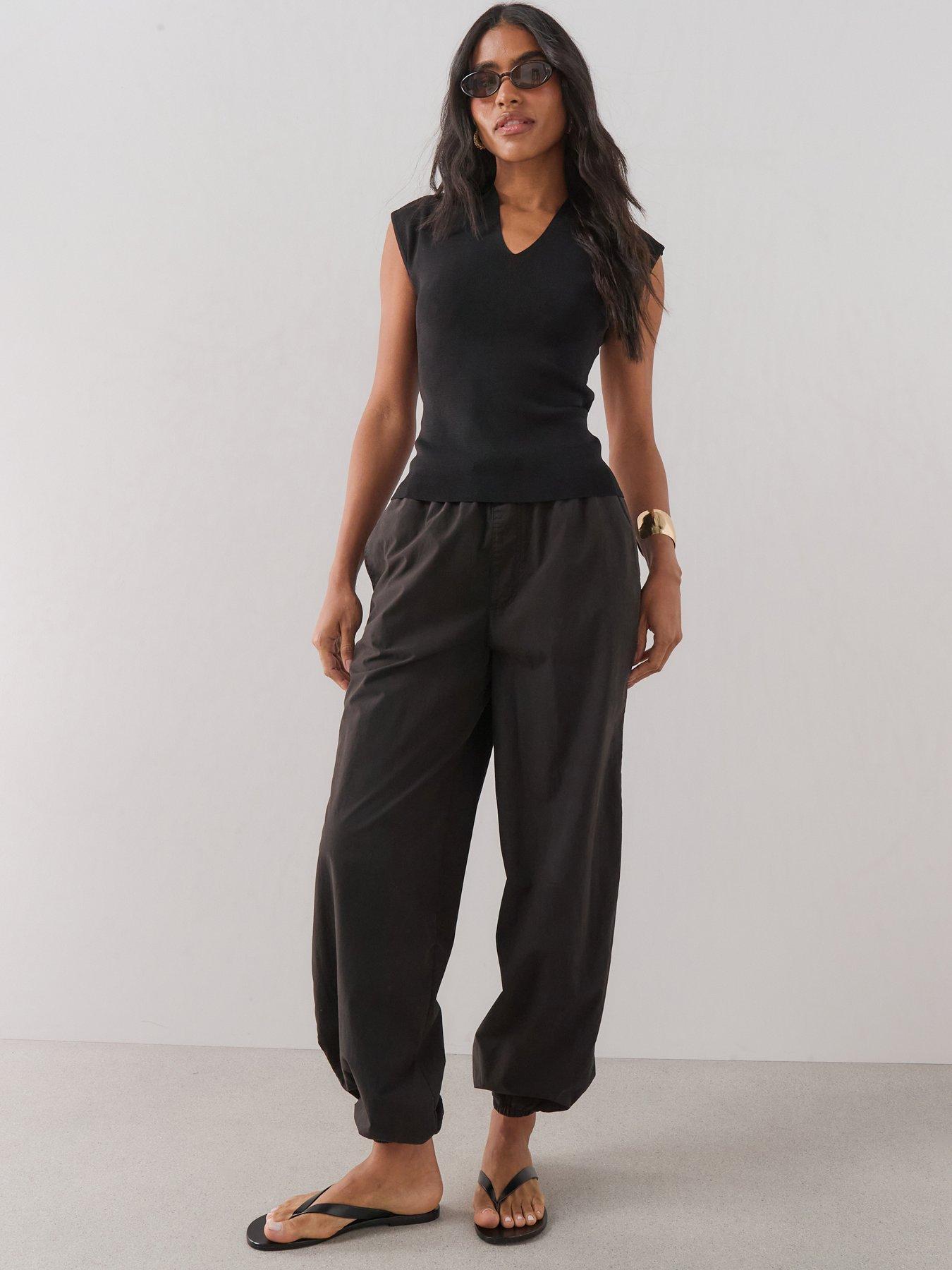 The Very Collection Cotton Balloon Leg Trousers - Black