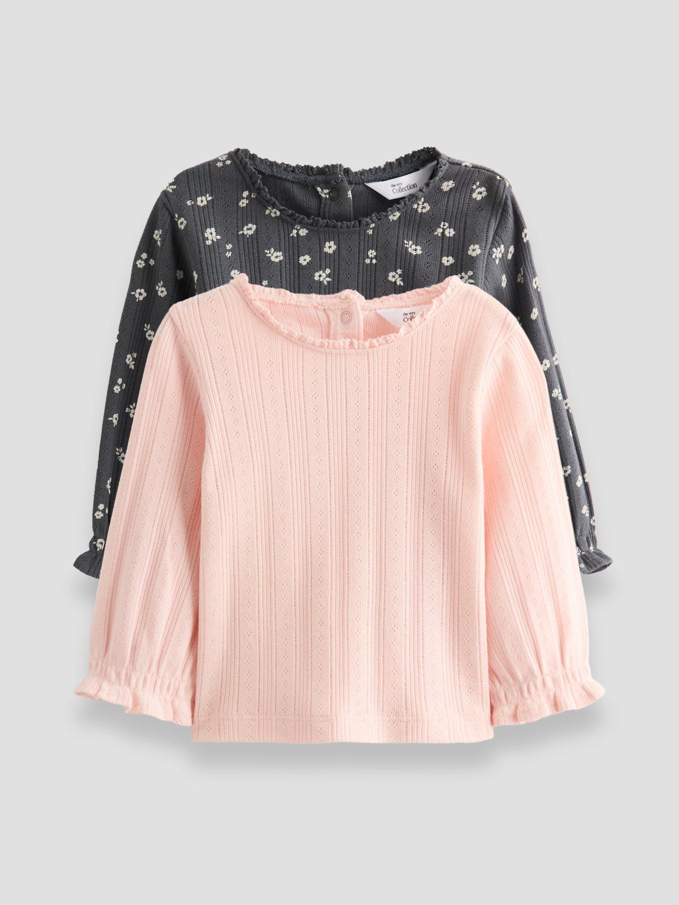 The Very Collection Baby Girl 2 Pack Pointelle Tops - Pink
