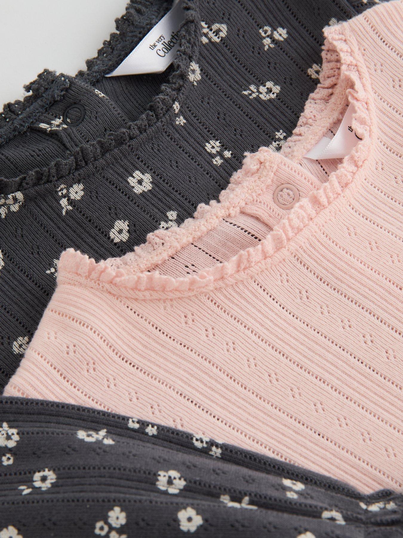 Image 4 of 5 of The Very Collection Baby Girl 2 Pack Pointelle Tops - Pink