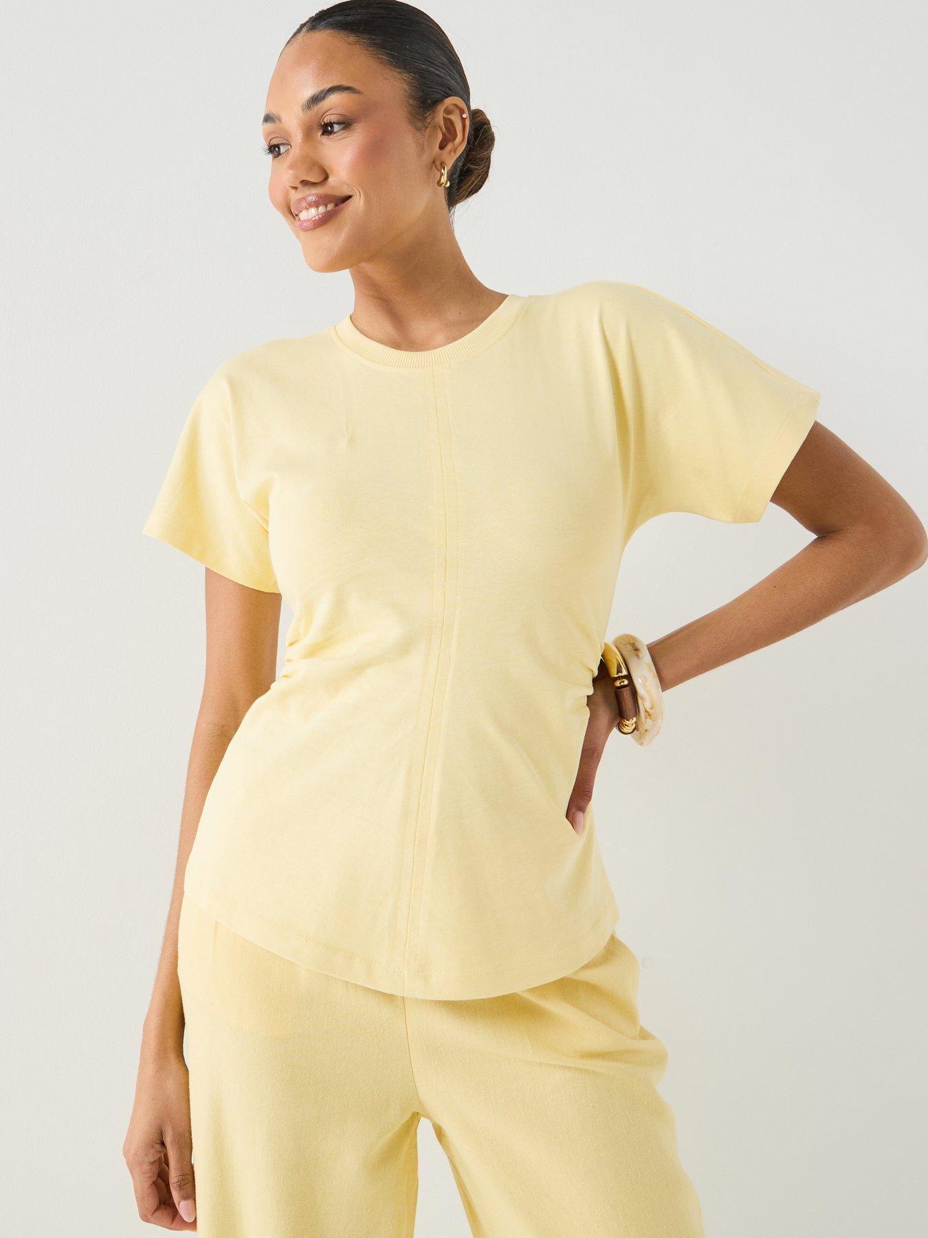 Only Onlmarie Short Sleeve Ruching Top - Yellow