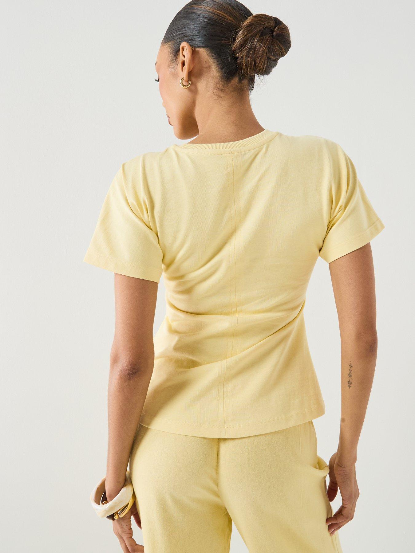 Image 2 of 6 of Only Onlmarie Short Sleeve Ruching Top - Yellow