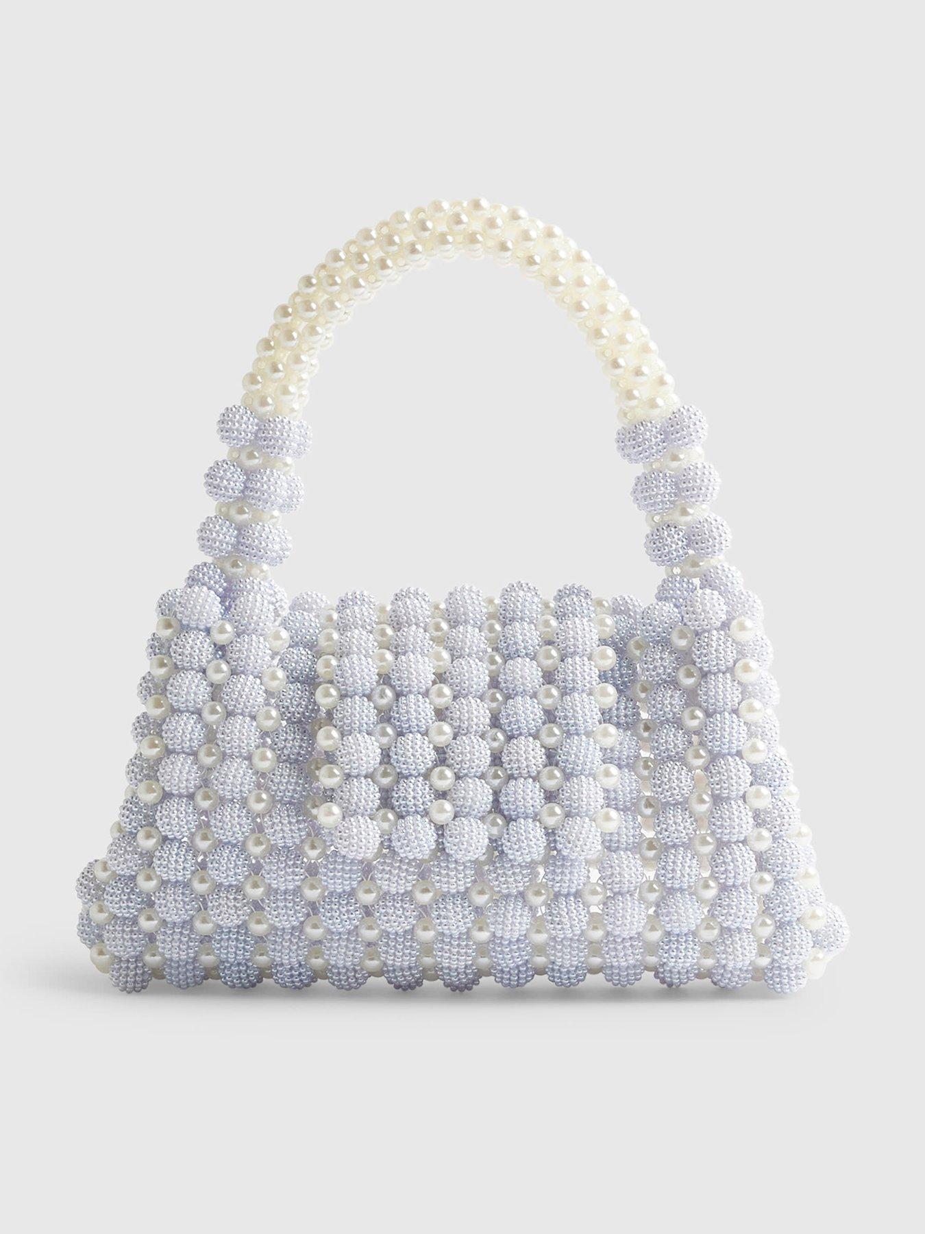 Image 2 of 6 of River Island Beaded Pearl Bag - Blue