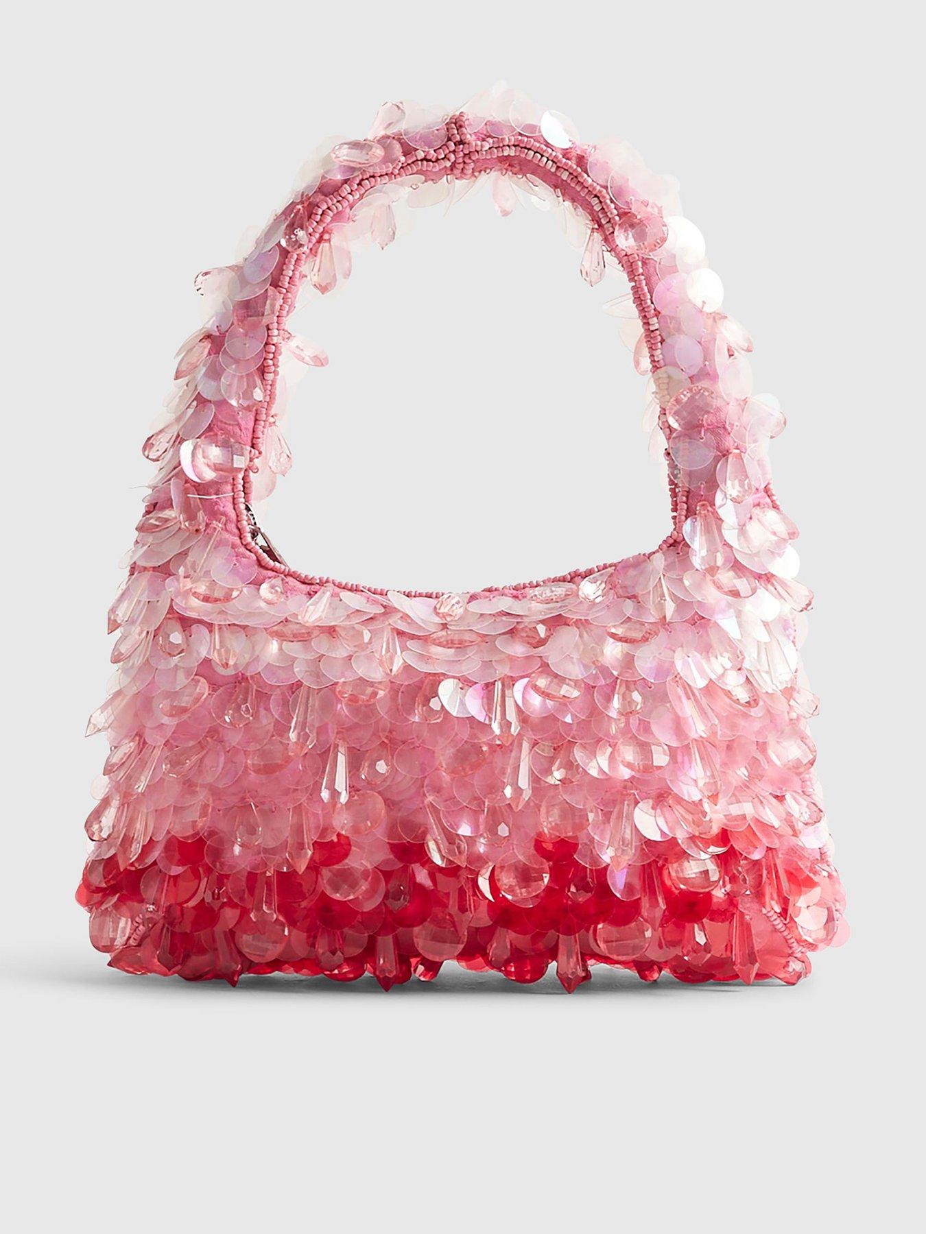 Image 2 of 6 of River Island Beaded Ombre Grab Bag - Pink