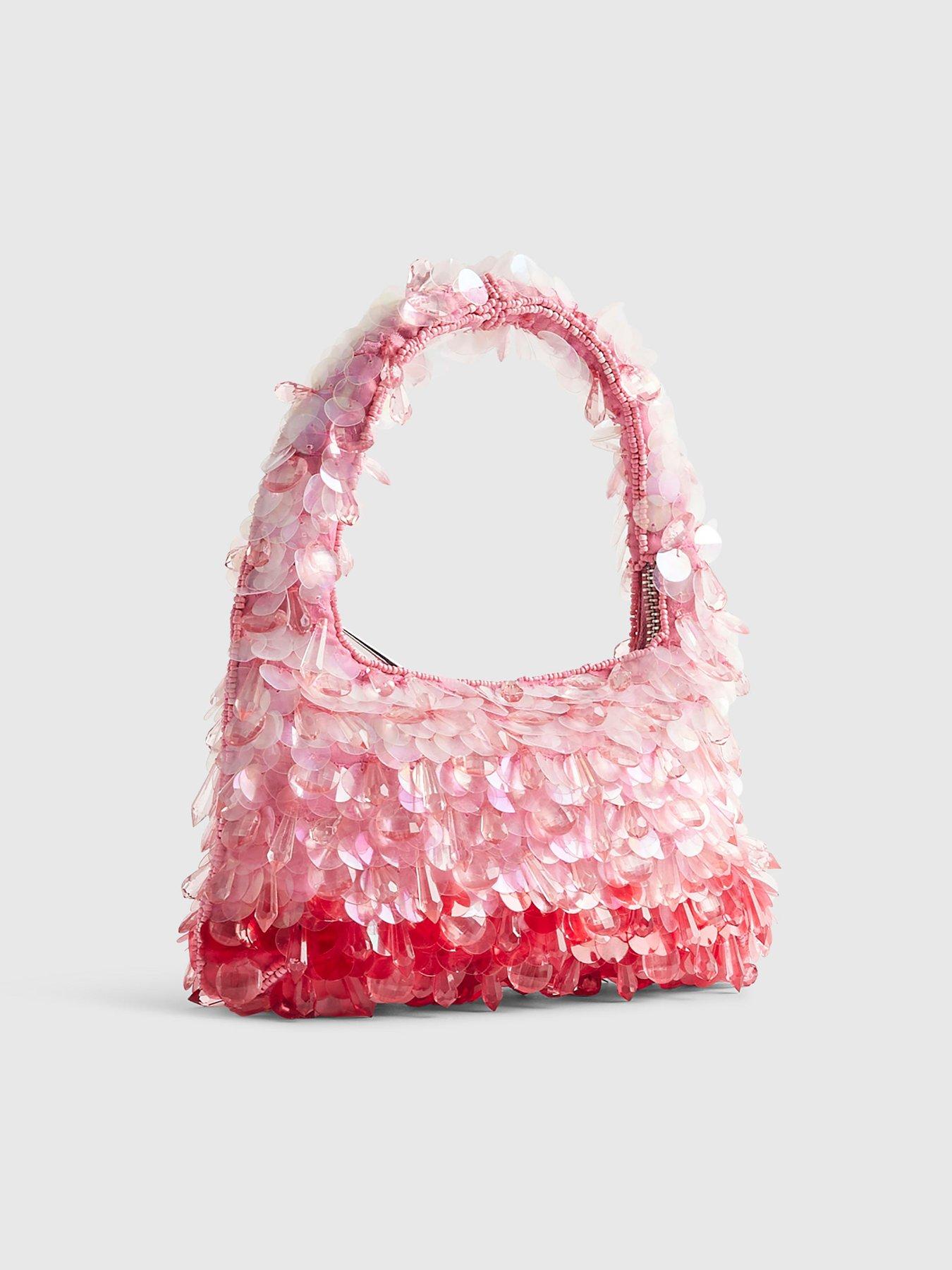 Image 3 of 6 of River Island Beaded Ombre Grab Bag - Pink