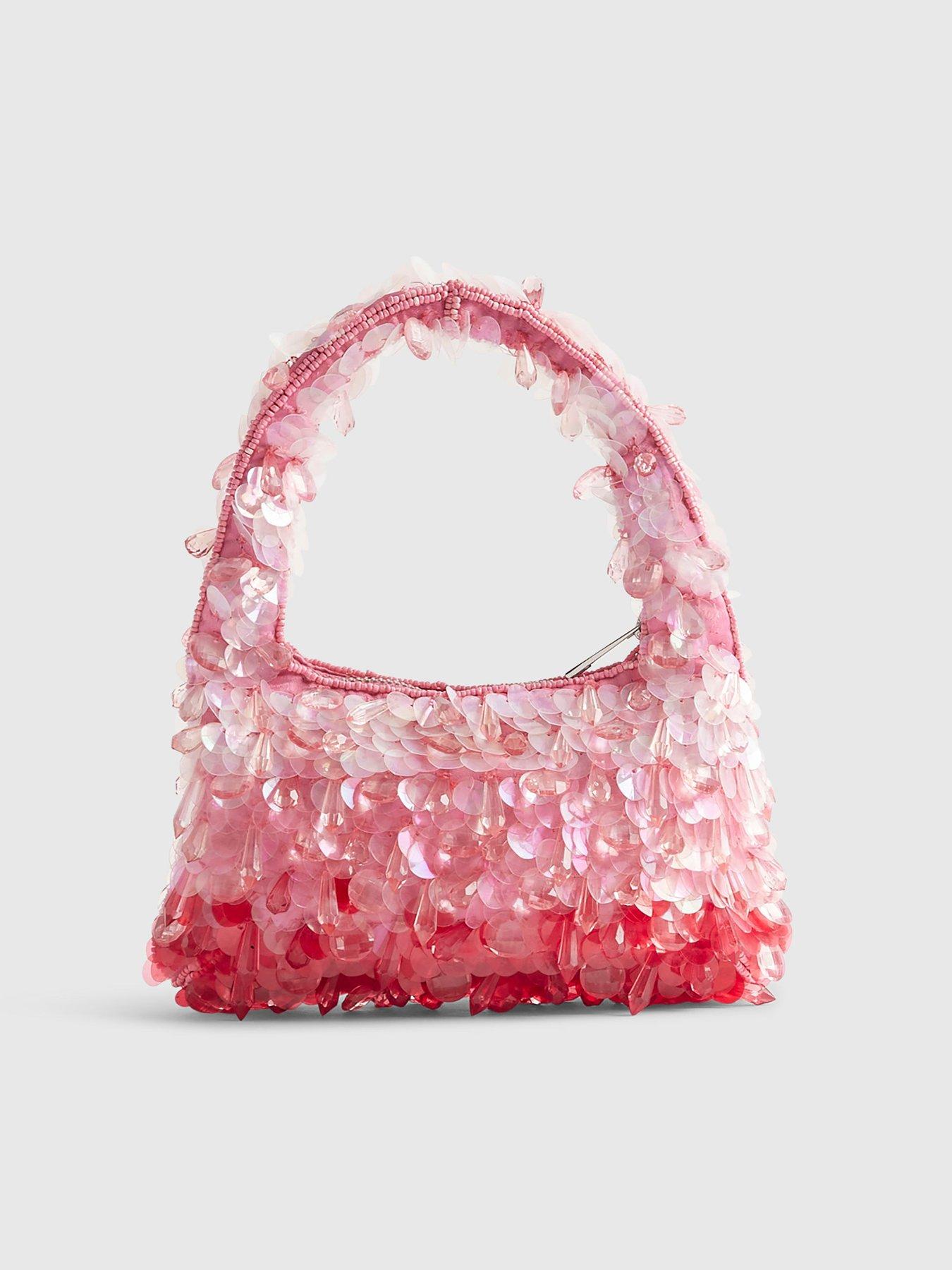 Image 4 of 6 of River Island Beaded Ombre Grab Bag - Pink