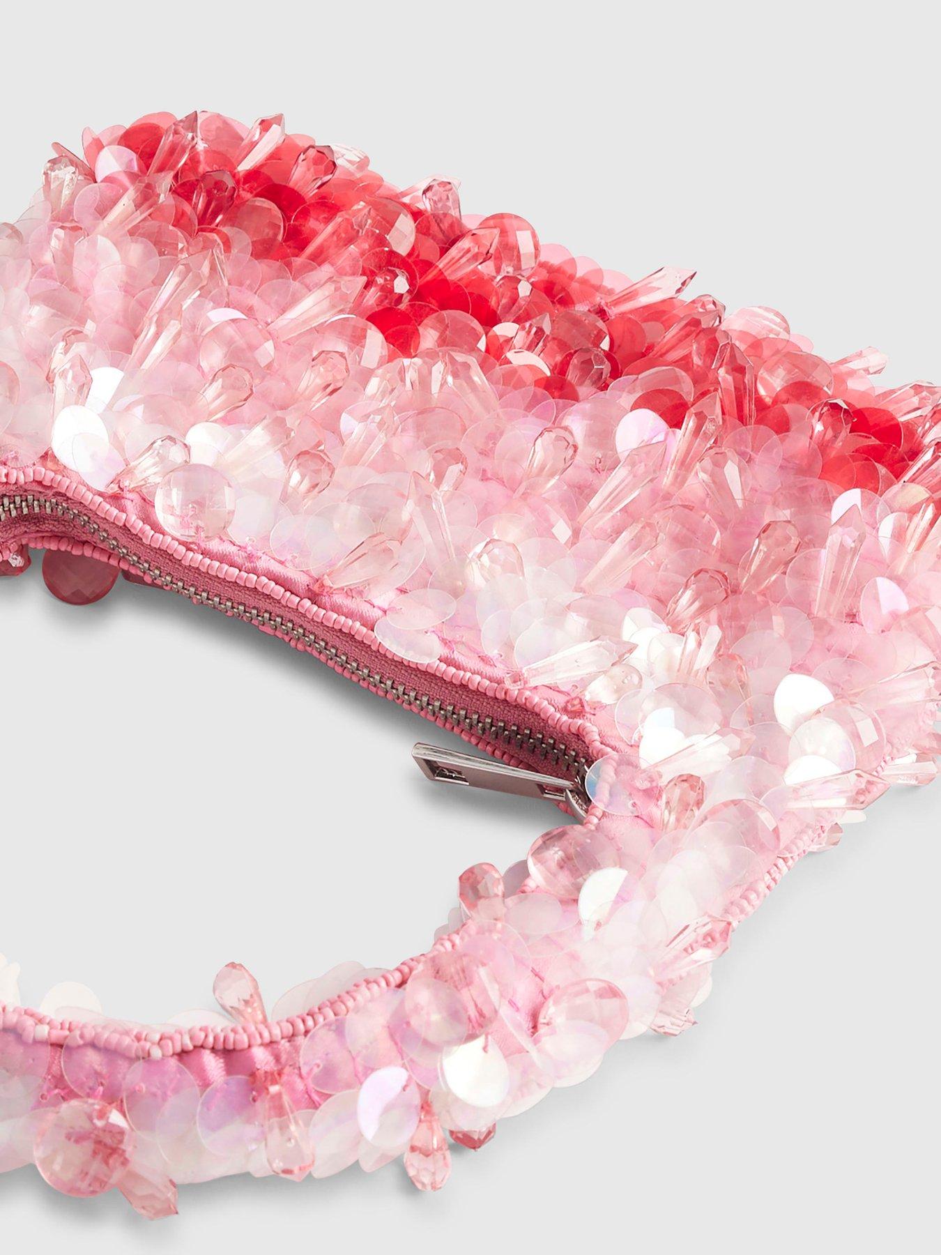Image 5 of 6 of River Island Beaded Ombre Grab Bag - Pink