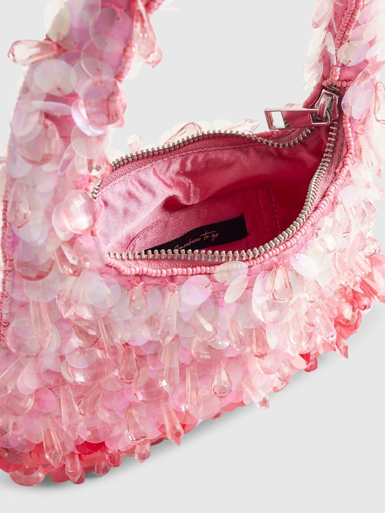 Image 6 of 6 of River Island Beaded Ombre Grab Bag - Pink