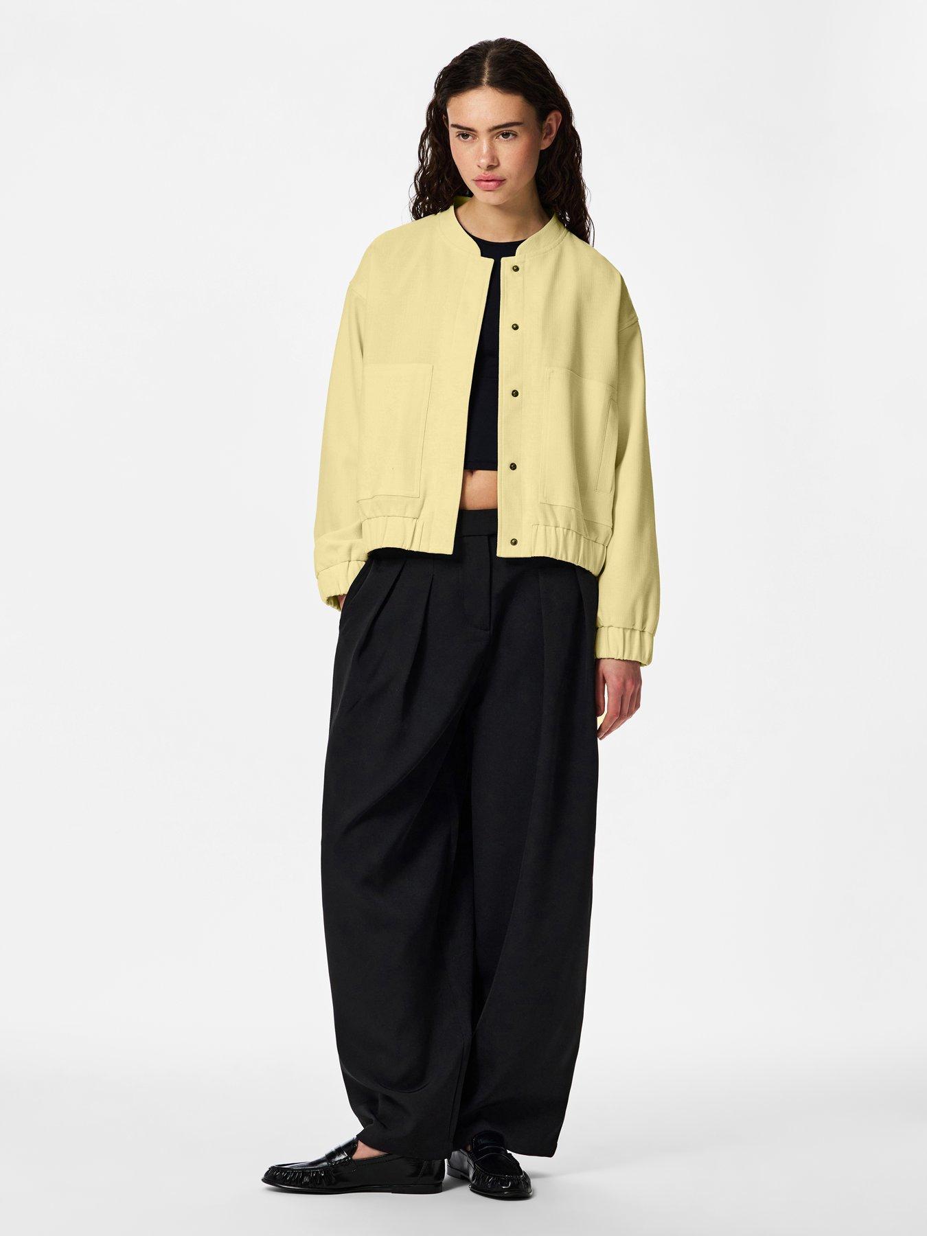  image of pieces-pcannie-bomber-jacket-yellow