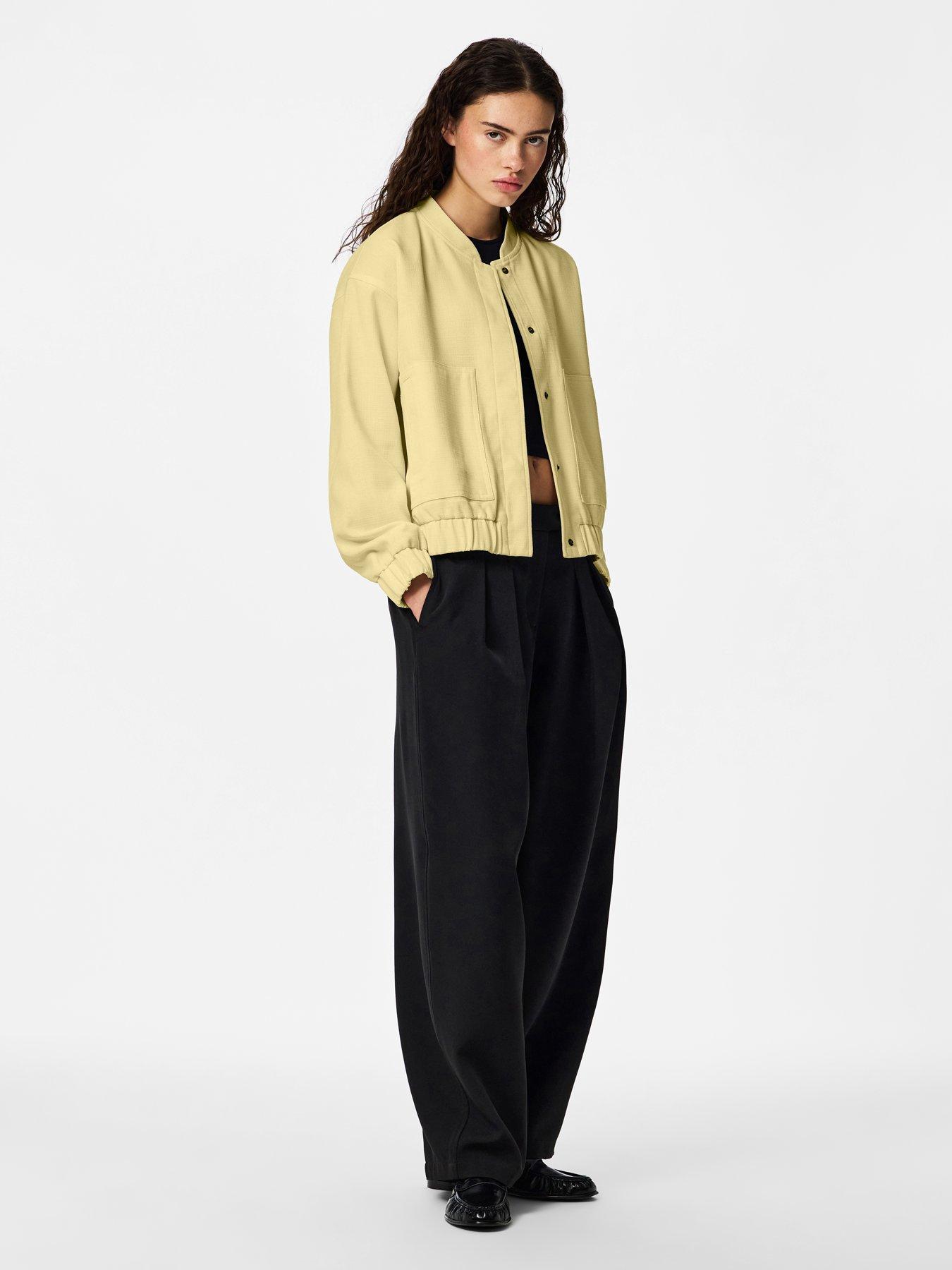  image of pieces-pcannie-bomber-jacket-yellow