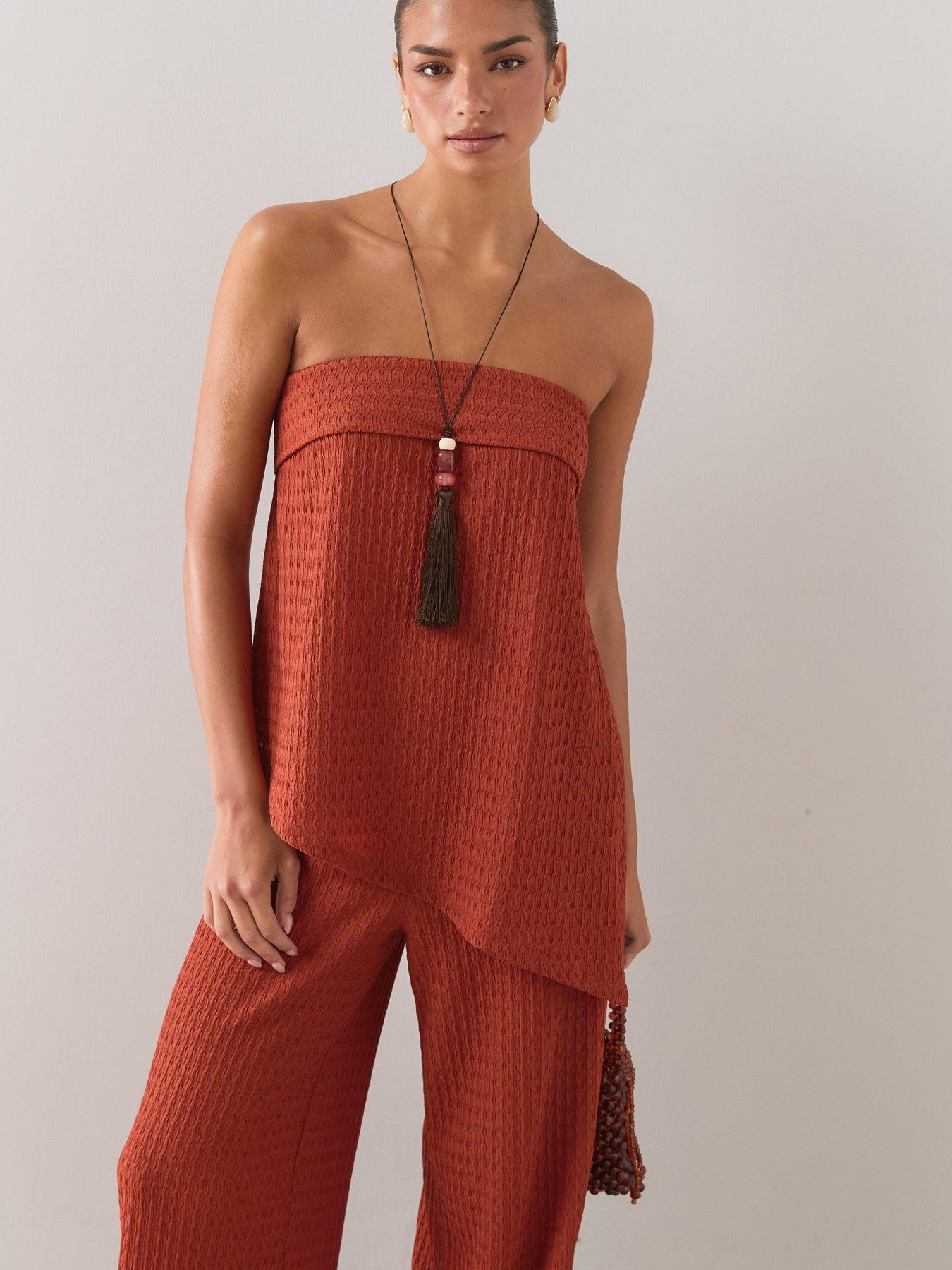 The Very Collection Bandeau Asymmetric Top Co-Ord - Orange