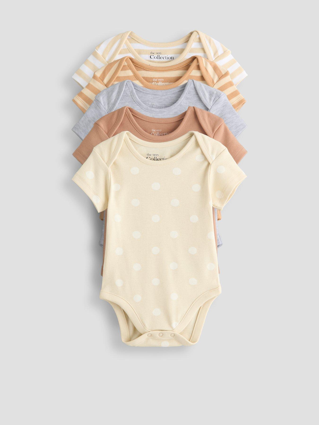 The Very Collection Unisex 5 Pack Printed Bodysuits - Neutral