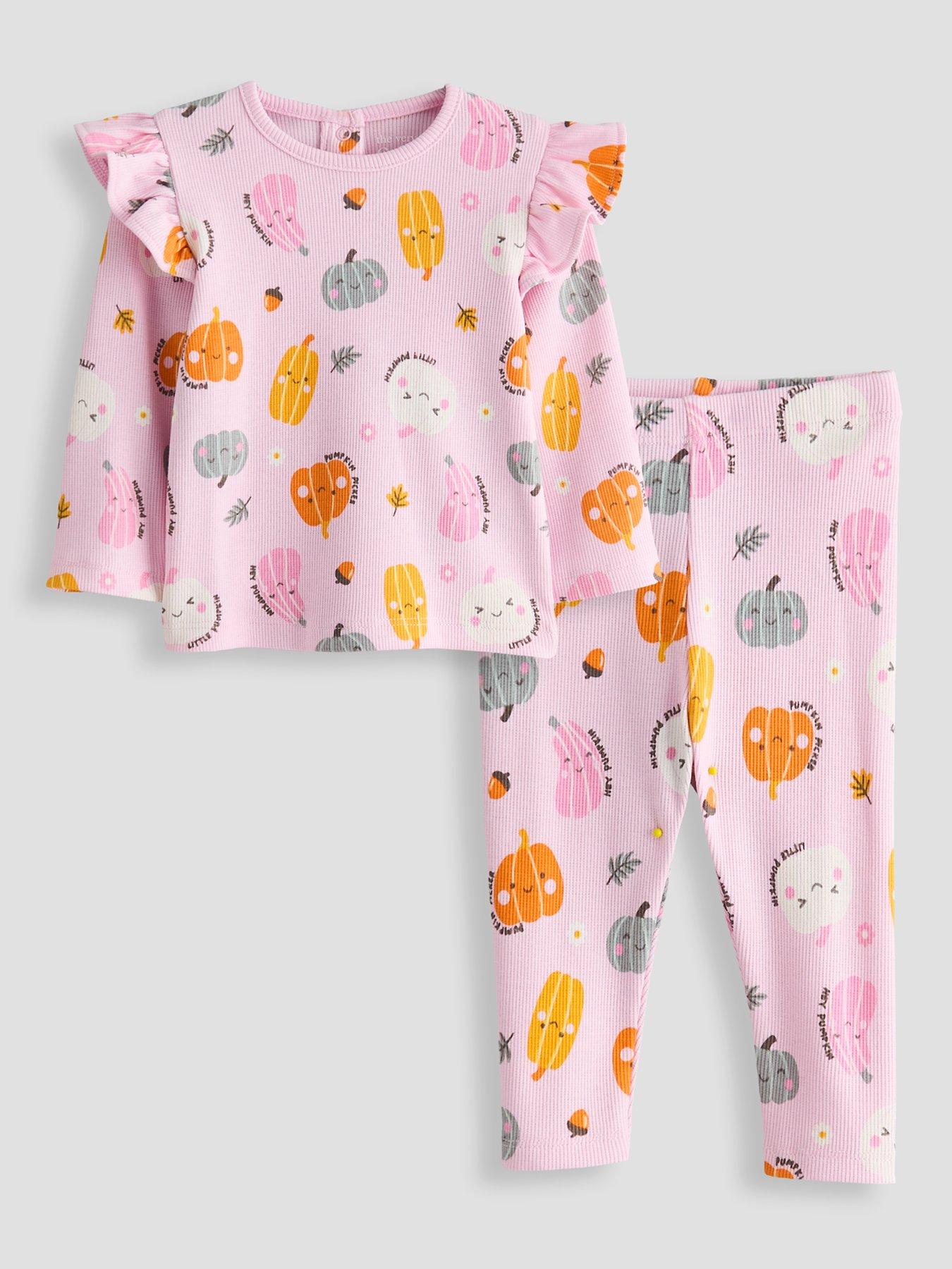 The Very Collection Baby Girl Ribbed Pumpkin Printed Set - Pink