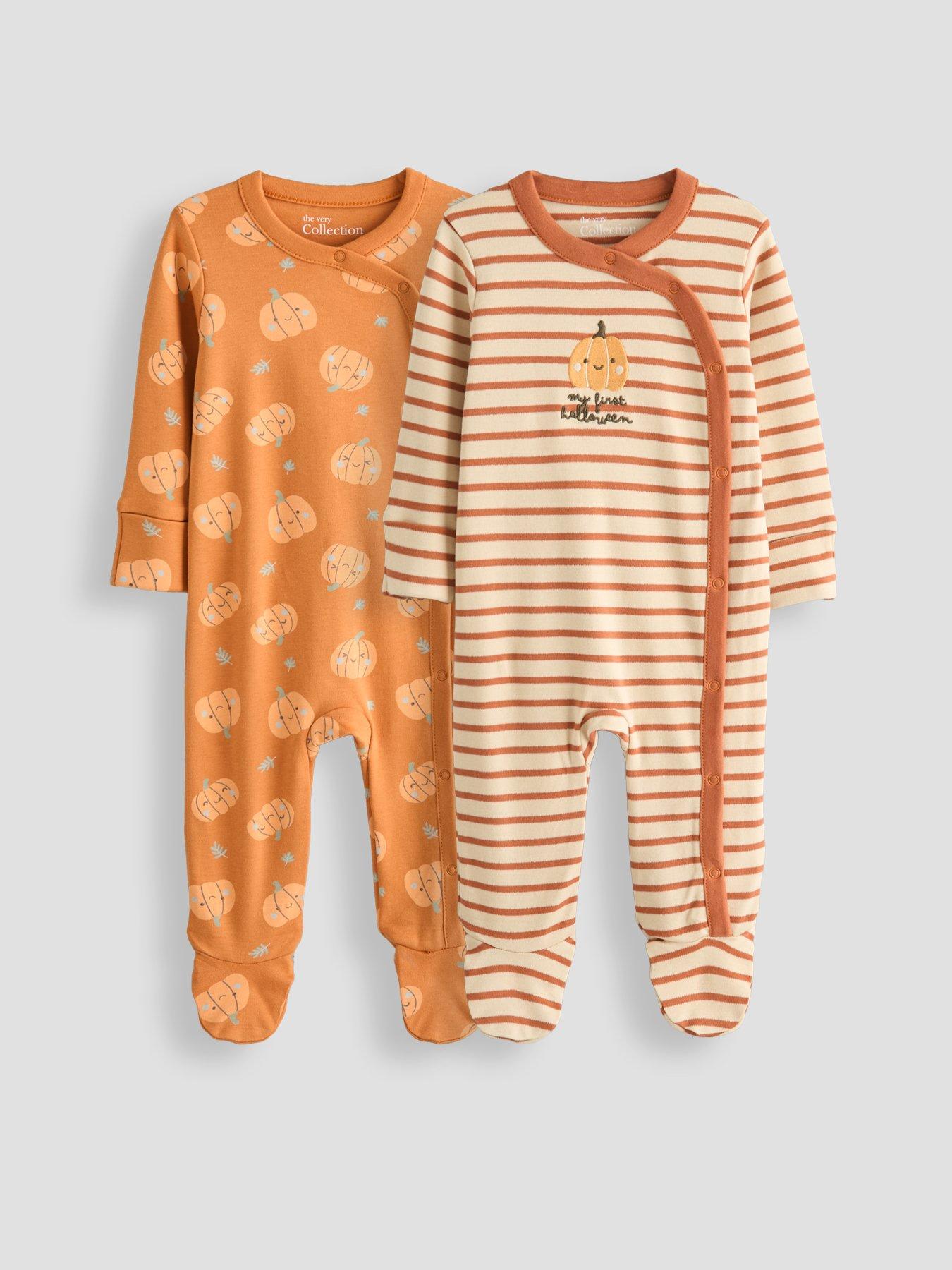 The Very Collection 2 Pack Pumpkin Sleepsuits - Orange