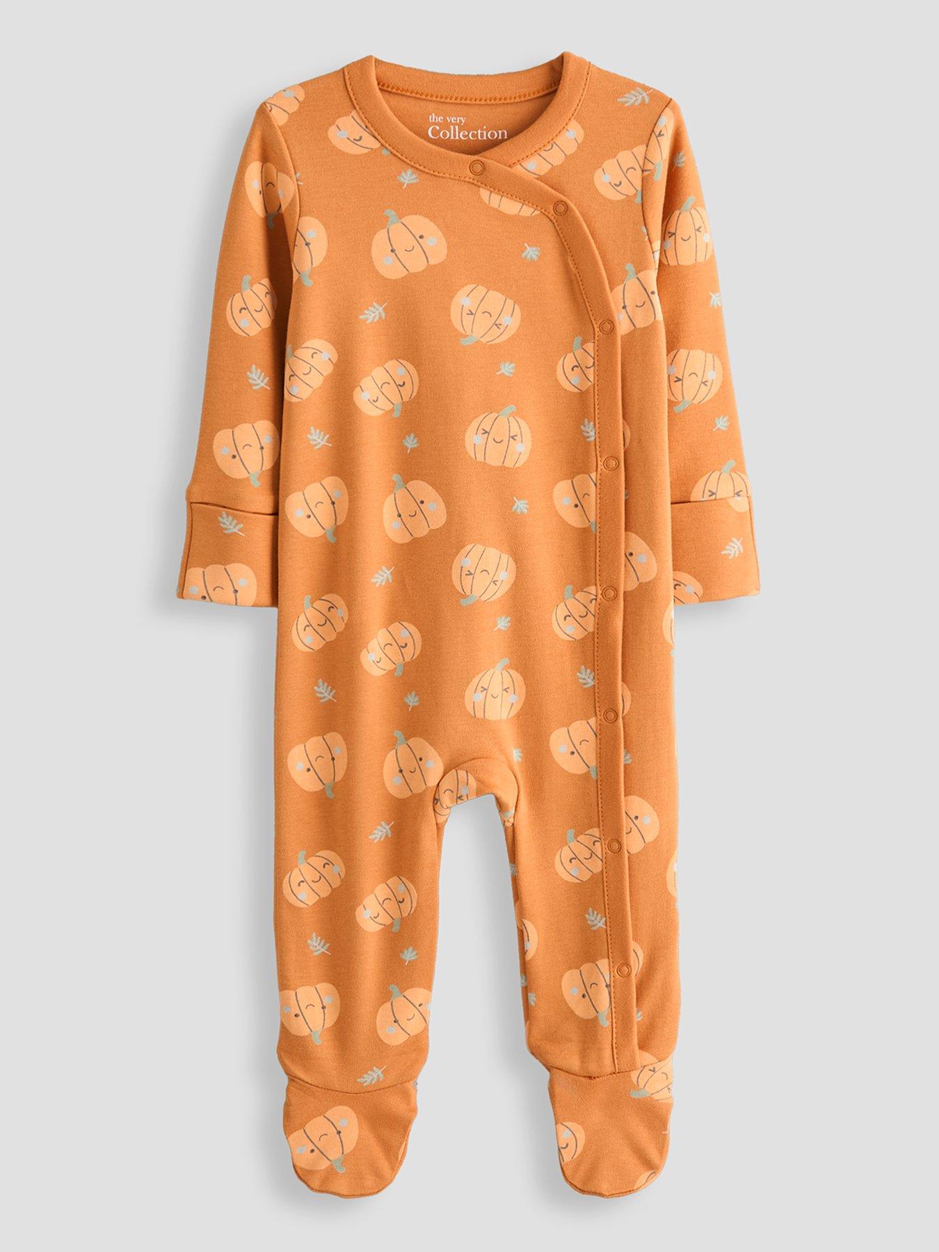 Image 3 of 5 of The Very Collection 2 Pack Pumpkin Sleepsuits (0-3 months - 18-24 months) - Orange