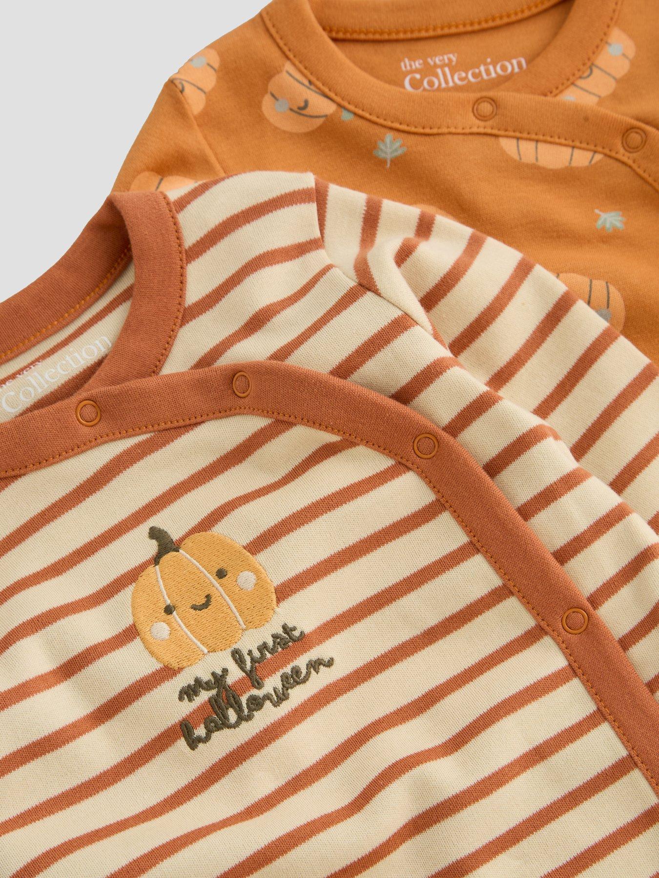 Image 4 of 5 of The Very Collection 2 Pack Pumpkin Sleepsuits (0-3 months - 18-24 months) - Orange