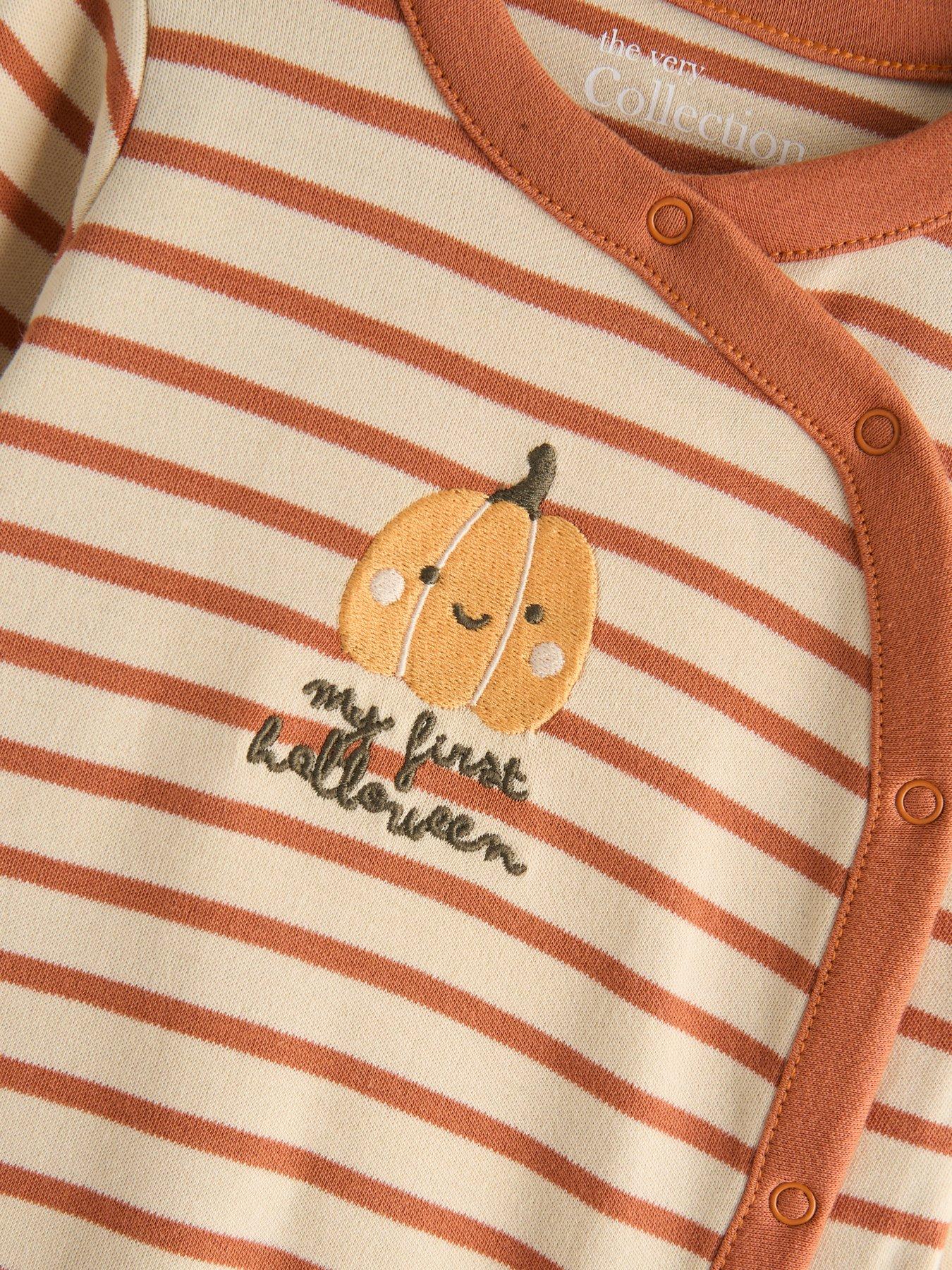 Image 5 of 5 of The Very Collection 2 Pack Pumpkin Sleepsuits (0-3 months - 18-24 months) - Orange