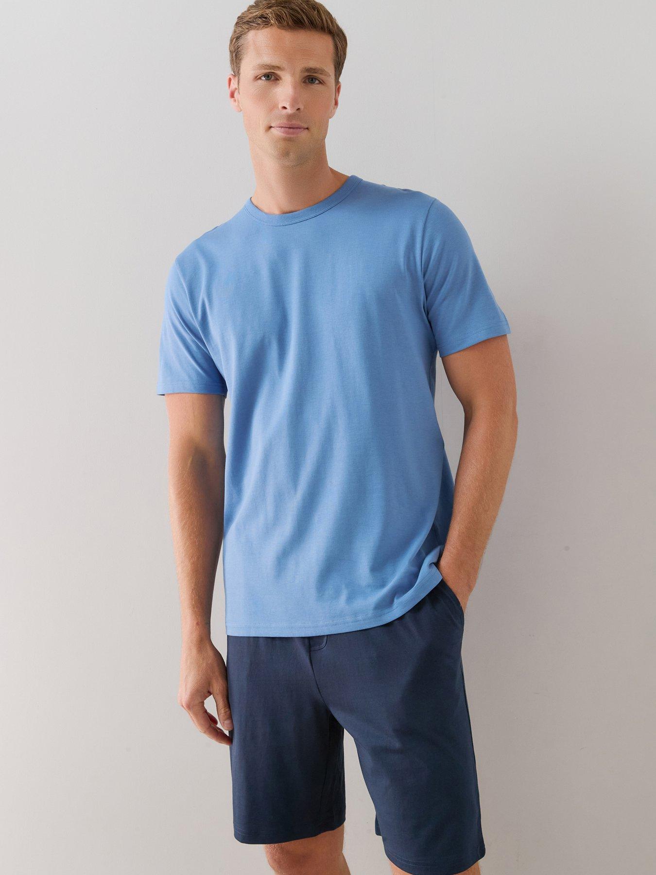 Image 1 of 7 of The Very Collection Essential Short Sleeve T-Shirt &amp; Short Pyjama Set - Blue/Navy