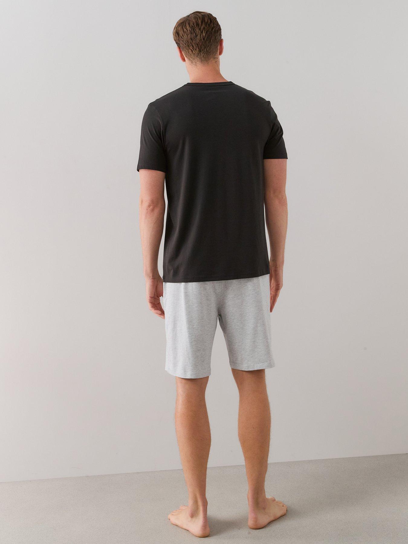 Image 2 of 7 of The Very Collection Essential Short Sleeve T-Shirt &amp; Short Pyjama Set - Black/Charcoal