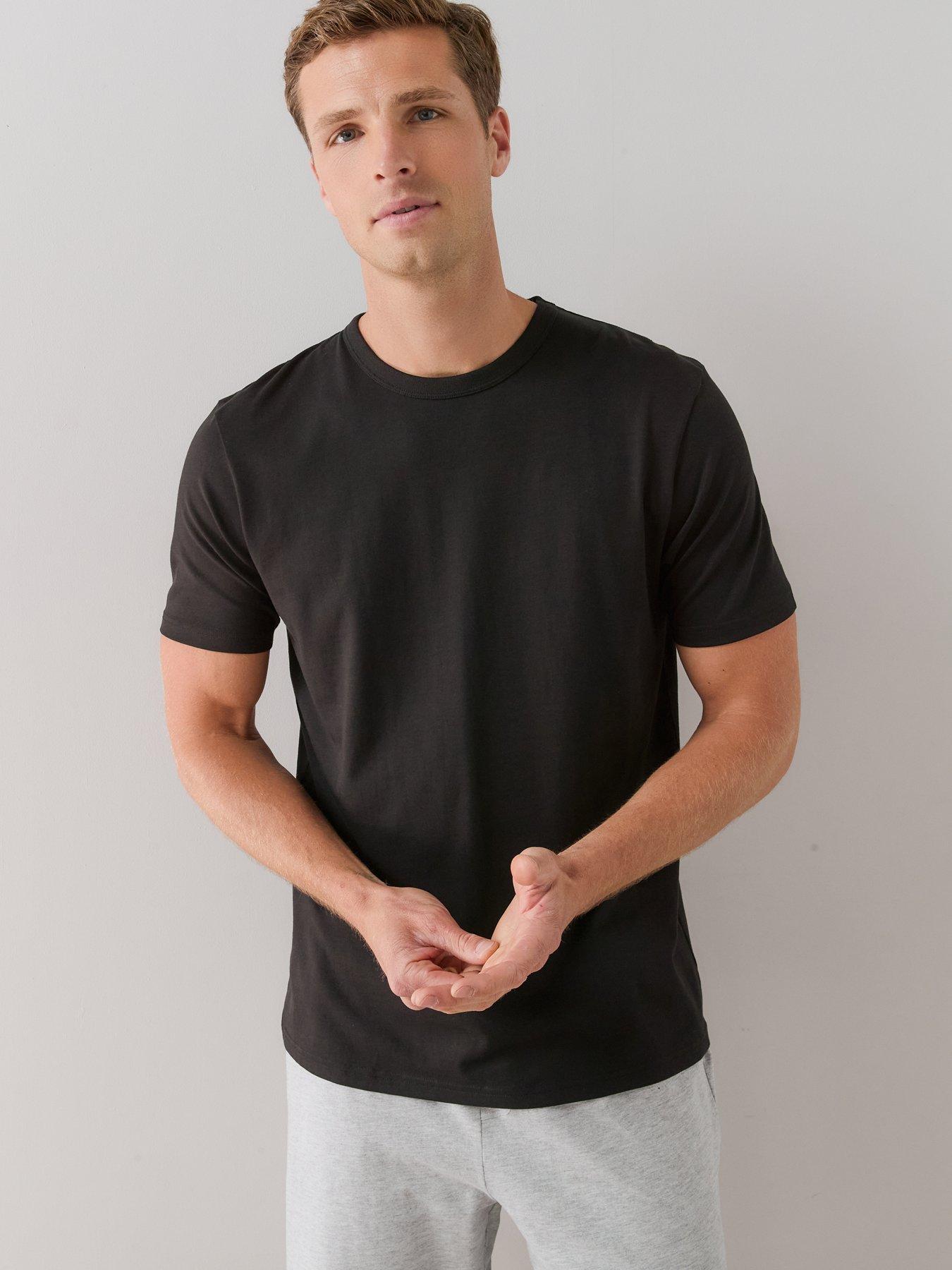 Image 4 of 7 of The Very Collection Essential Short Sleeve T-Shirt &amp; Short Pyjama Set - Black/Charcoal