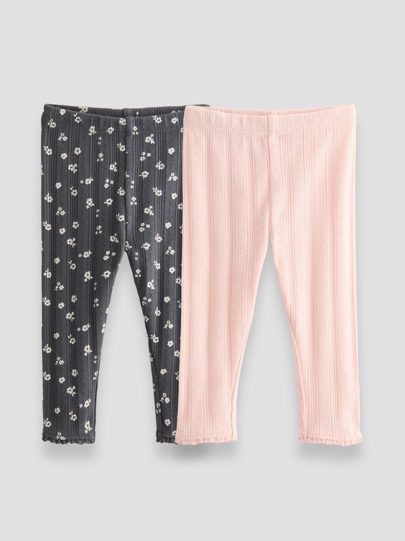 The Very Collection Baby Girl 2 Pack Pointelle Leggings - Print/Pink