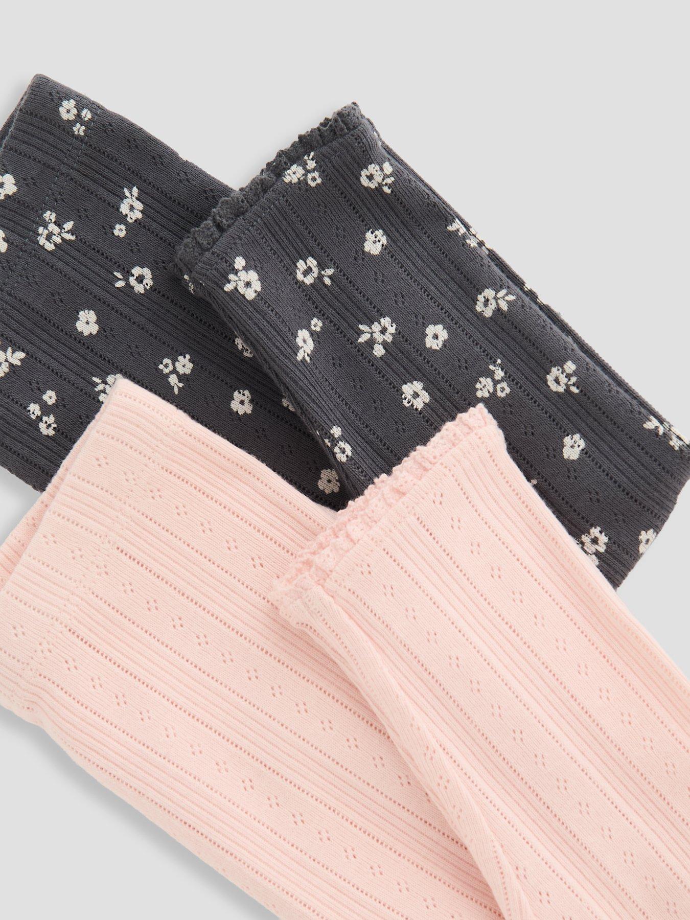 Image 5 of 5 of The Very Collection Baby Girl 2 Pack Pointelle Leggings - Print/Pink