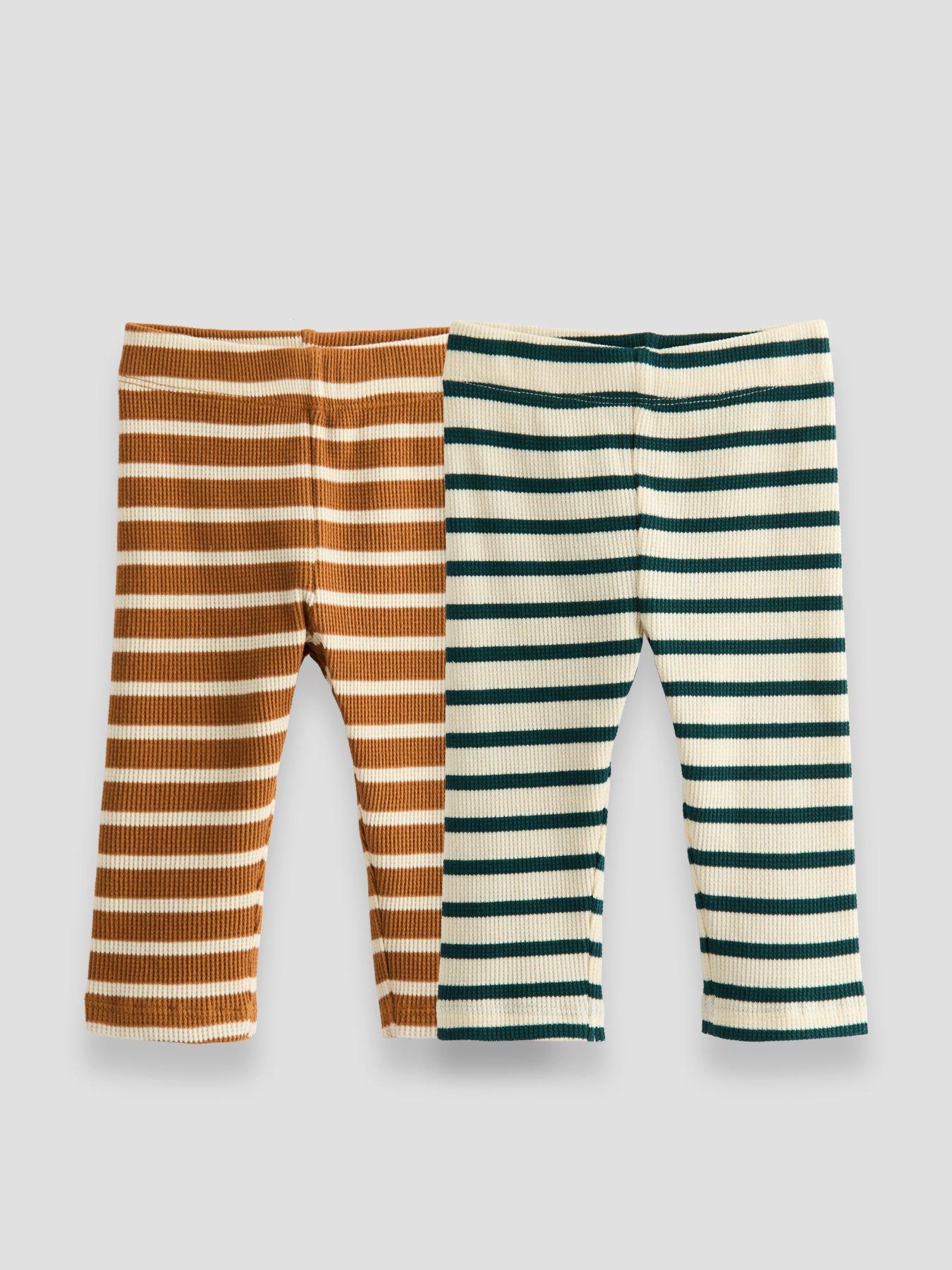 The Very Collection Baby Boy 2 Pack Waffle Striped Leggings - Multi