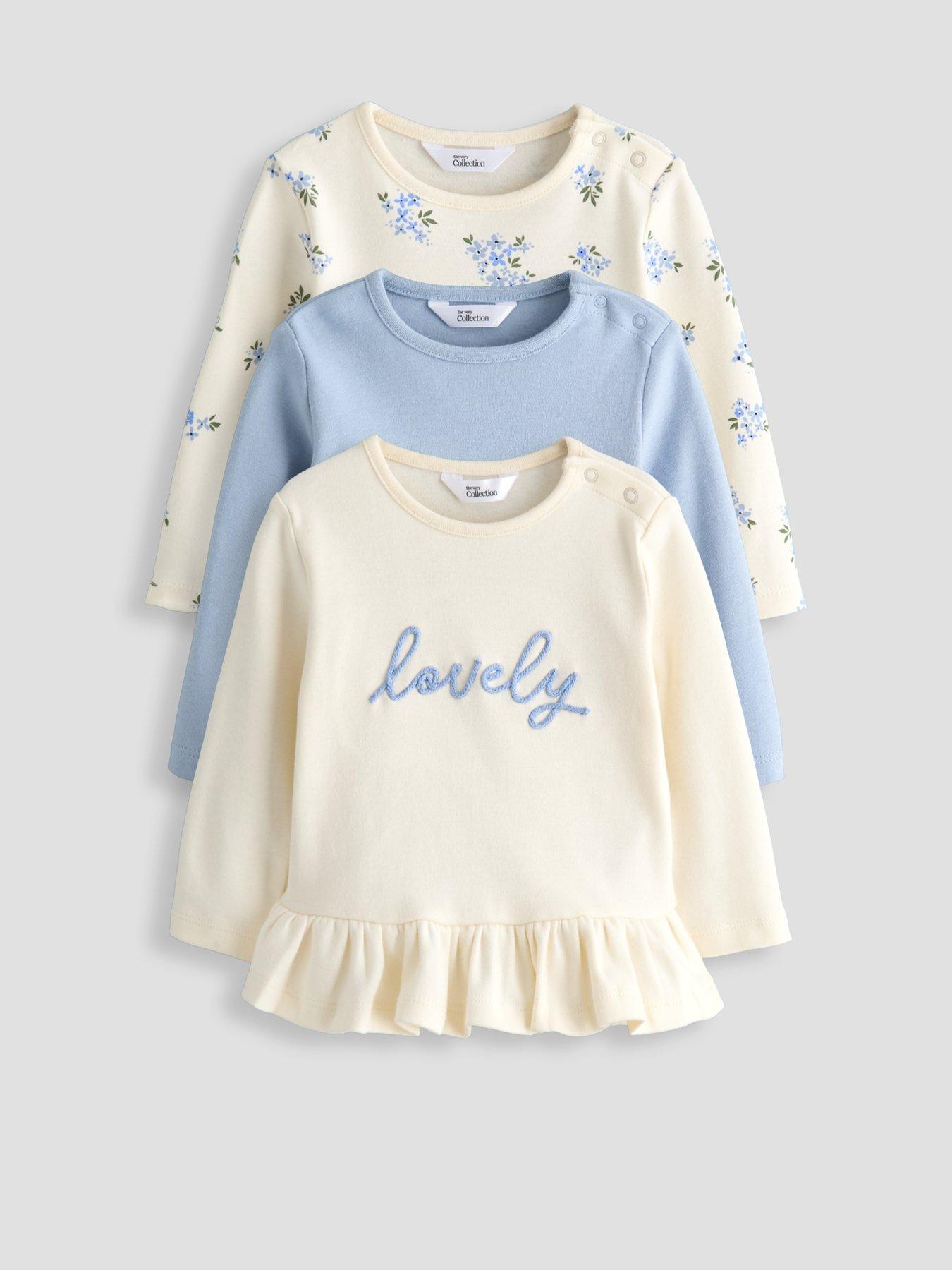 The Very Collection Baby Girl 3 Pack Lovely Peplum Tops - Cream