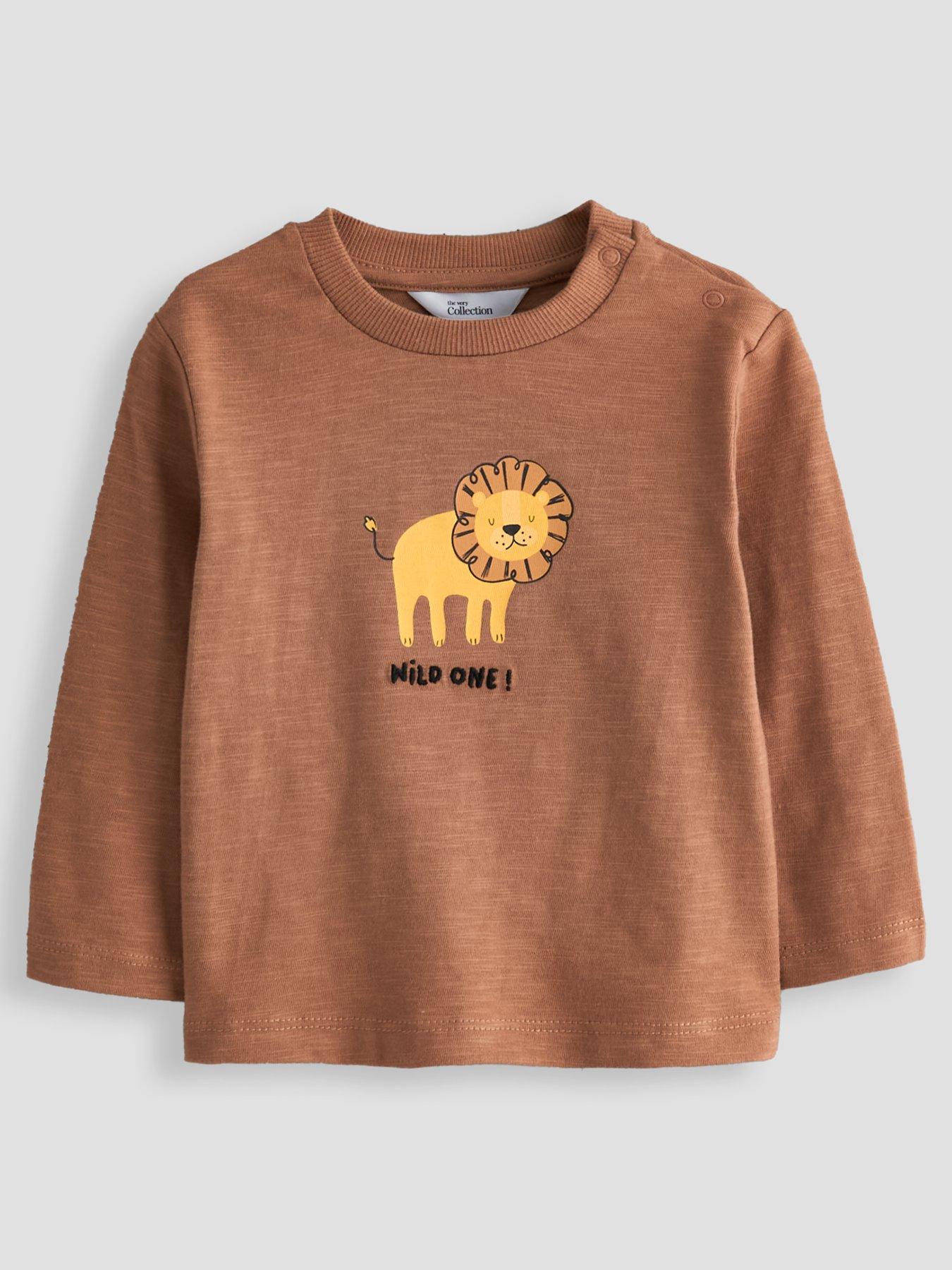 Image 2 of 5 of The Very Collection Baby Boy 3 Pack Lion Jersey Tops - Brown