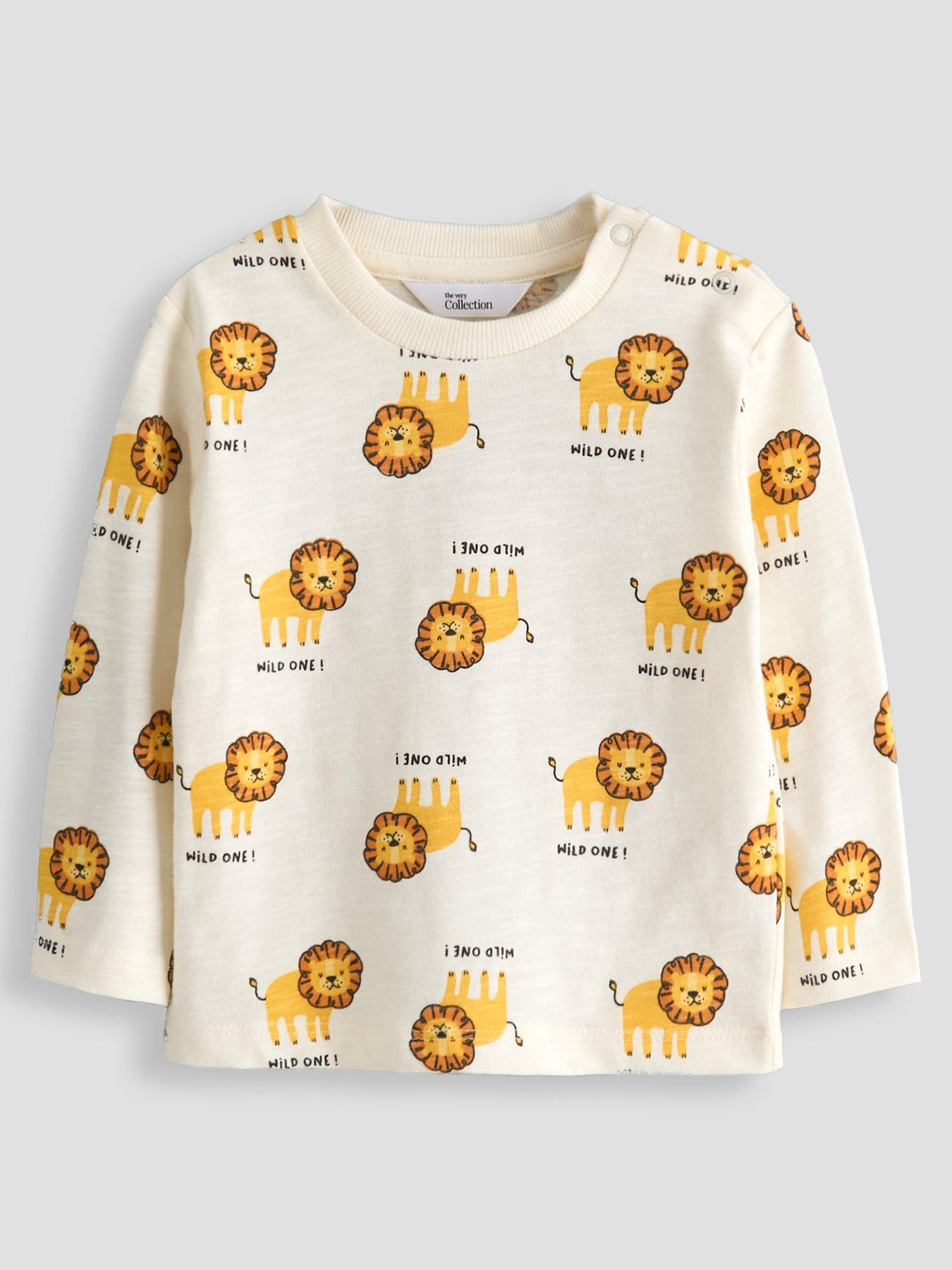 Image 3 of 5 of The Very Collection Baby Boy 3 Pack Lion Jersey Tops - Brown