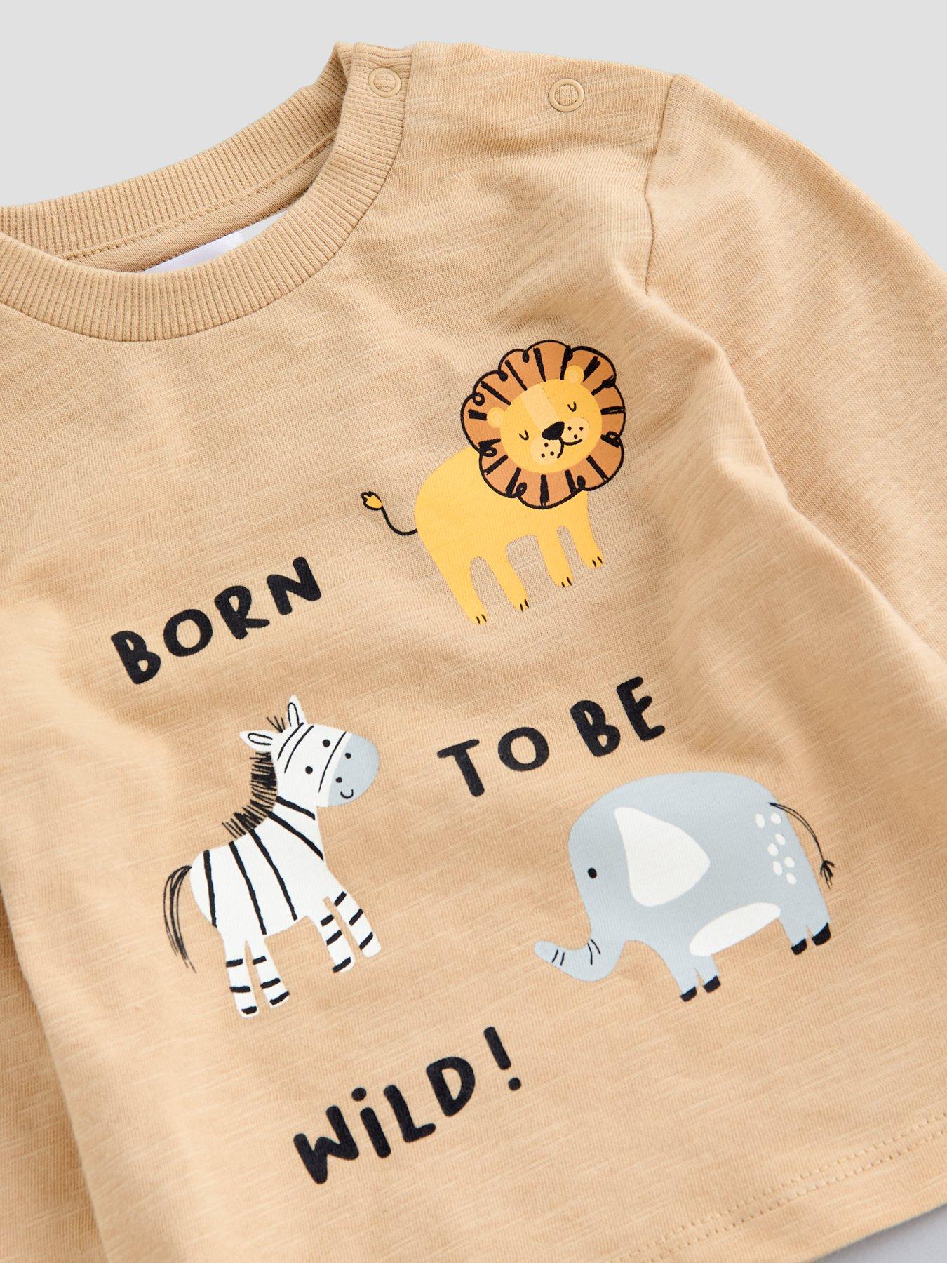 Image 4 of 5 of The Very Collection Baby Boy 3 Pack Lion Jersey Tops - Brown