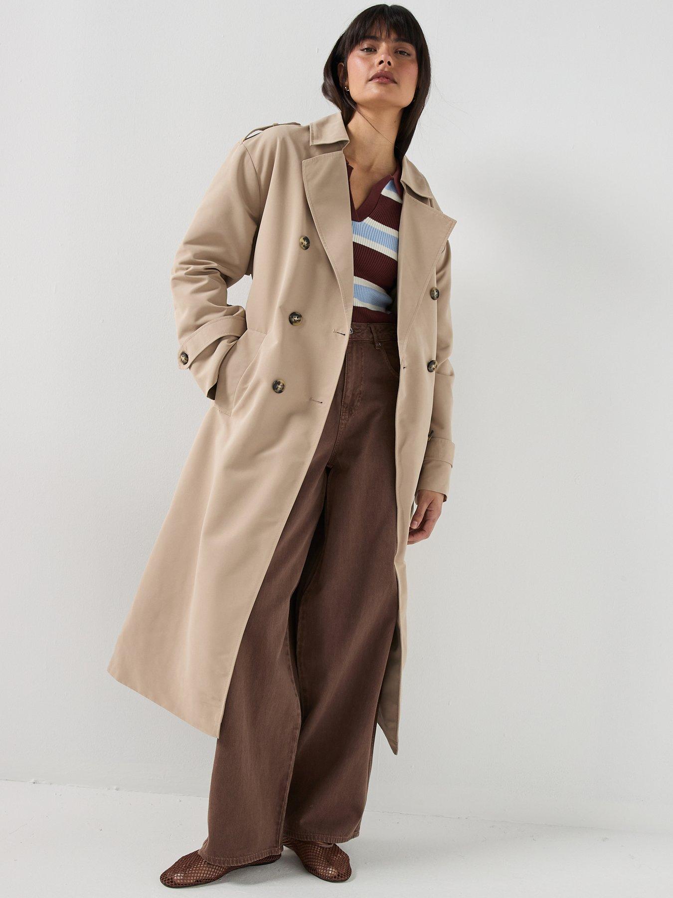 Image 3 of 6 of Vero Moda Vmchloe Long Trenchcoat - Brown/Silver-Mink