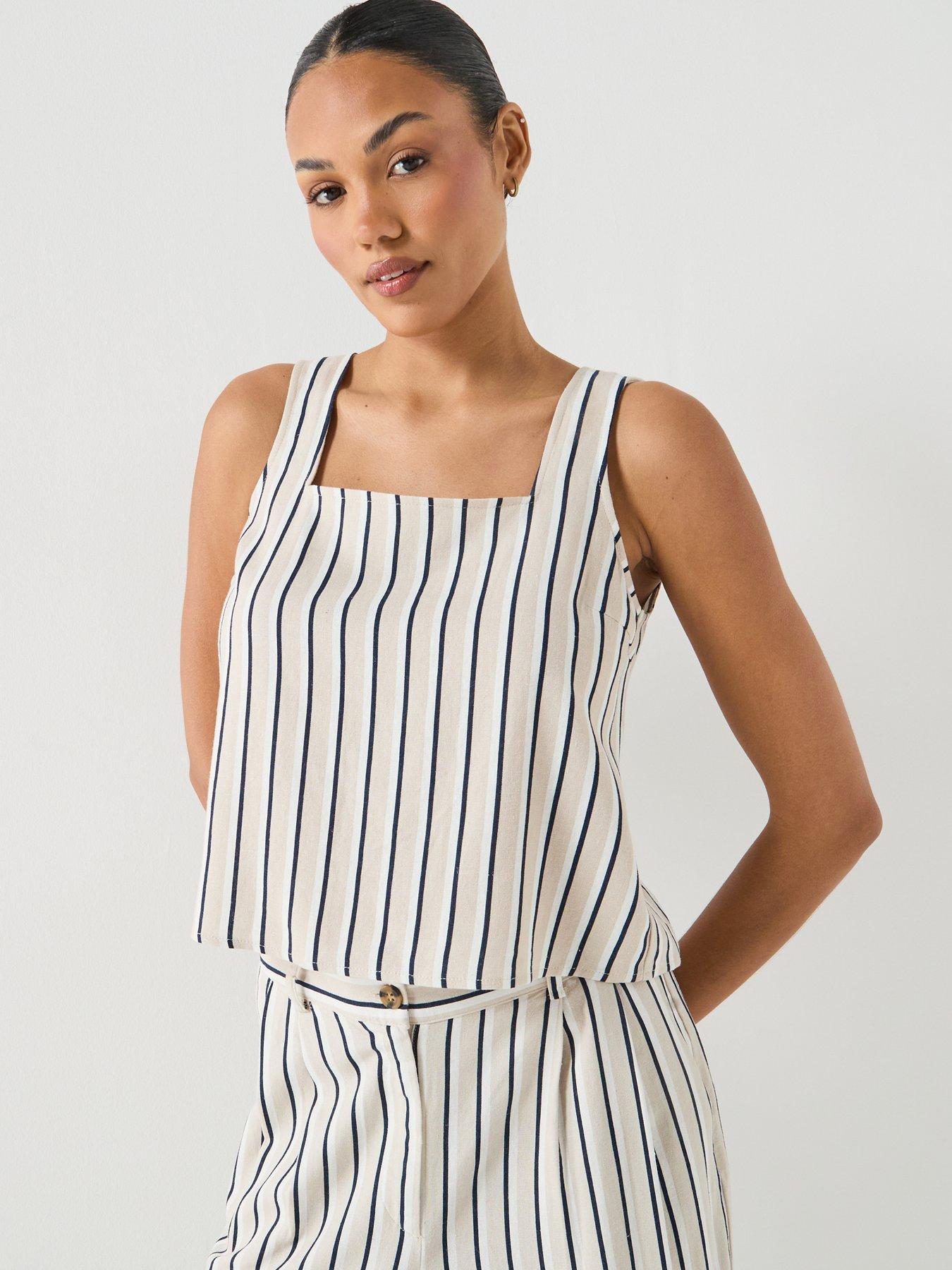Vero Moda Milo Button Co-ord Short Top - Beige