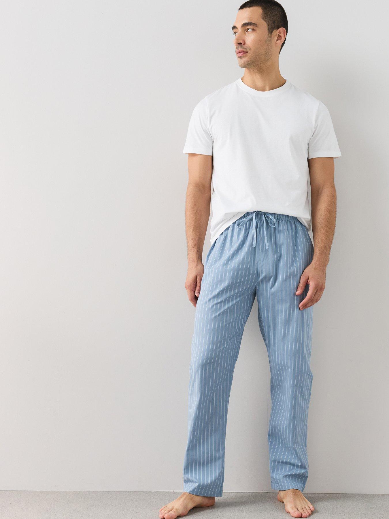 Image 1 of 6 of The Very Collection Pure Cotton Striped Pyjama Bottom - Blue