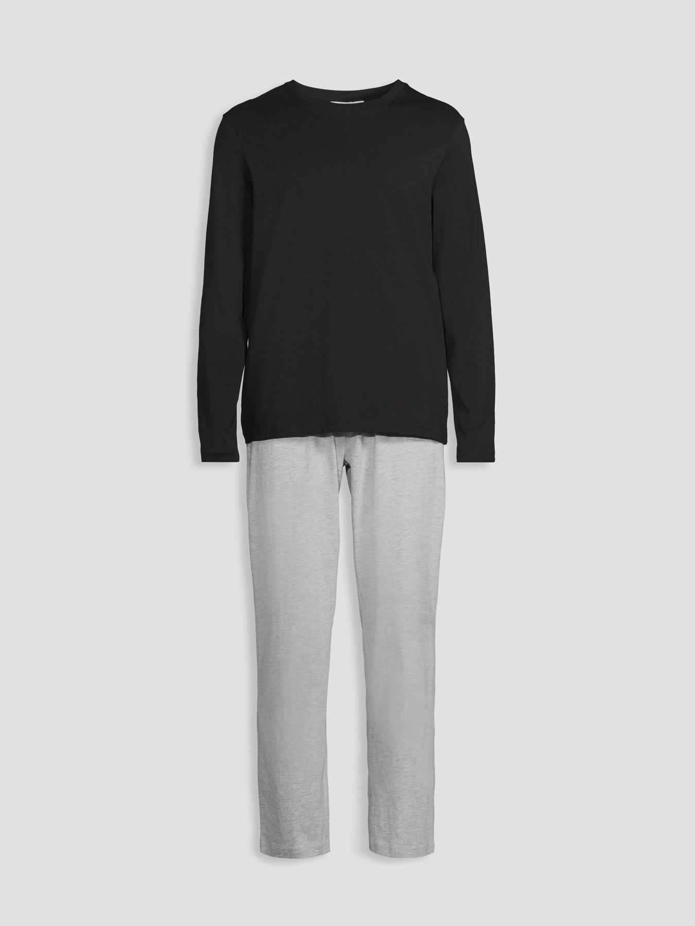 Image 7 of 7 of The Very Collection Essential Long Sleeve T-shirt &amp; Trouser Pyjama Set - Black/Grey