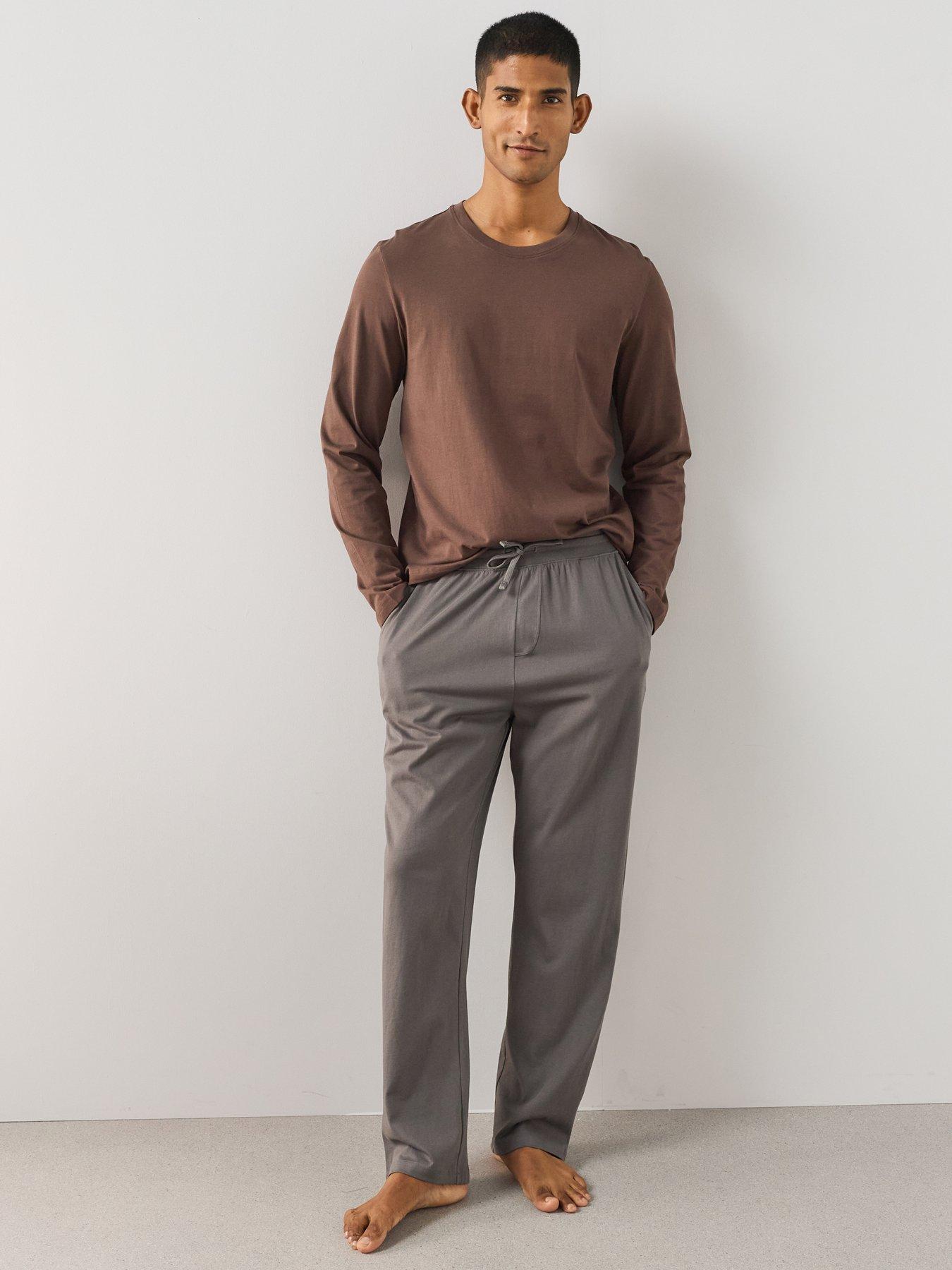 Image 1 of 7 of The Very Collection Essential Long Sleeve T-Shirt &amp; Trouser Set - Brown