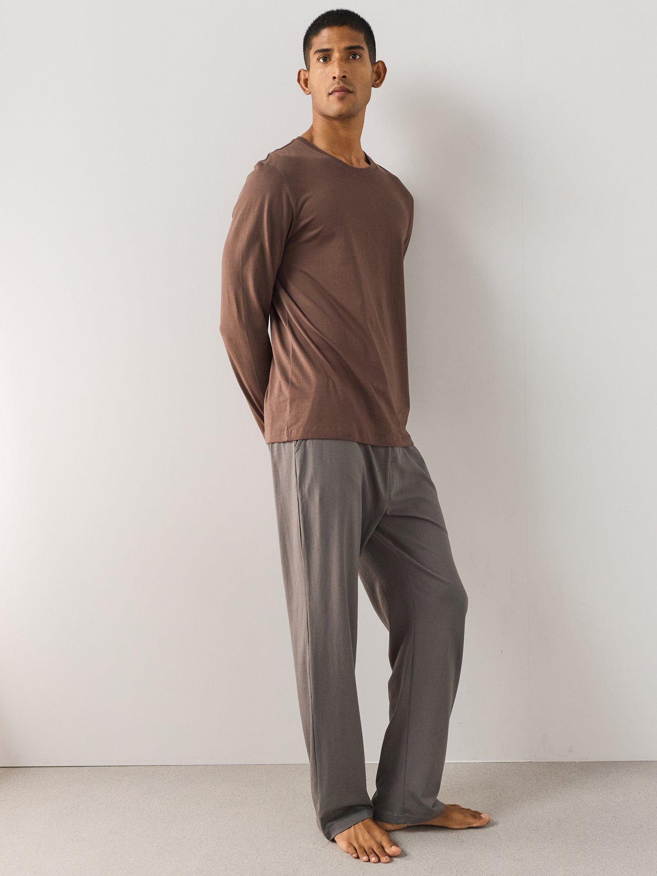 Image 6 of 7 of The Very Collection Essential Long Sleeve T-Shirt &amp; Trouser Set - Brown
