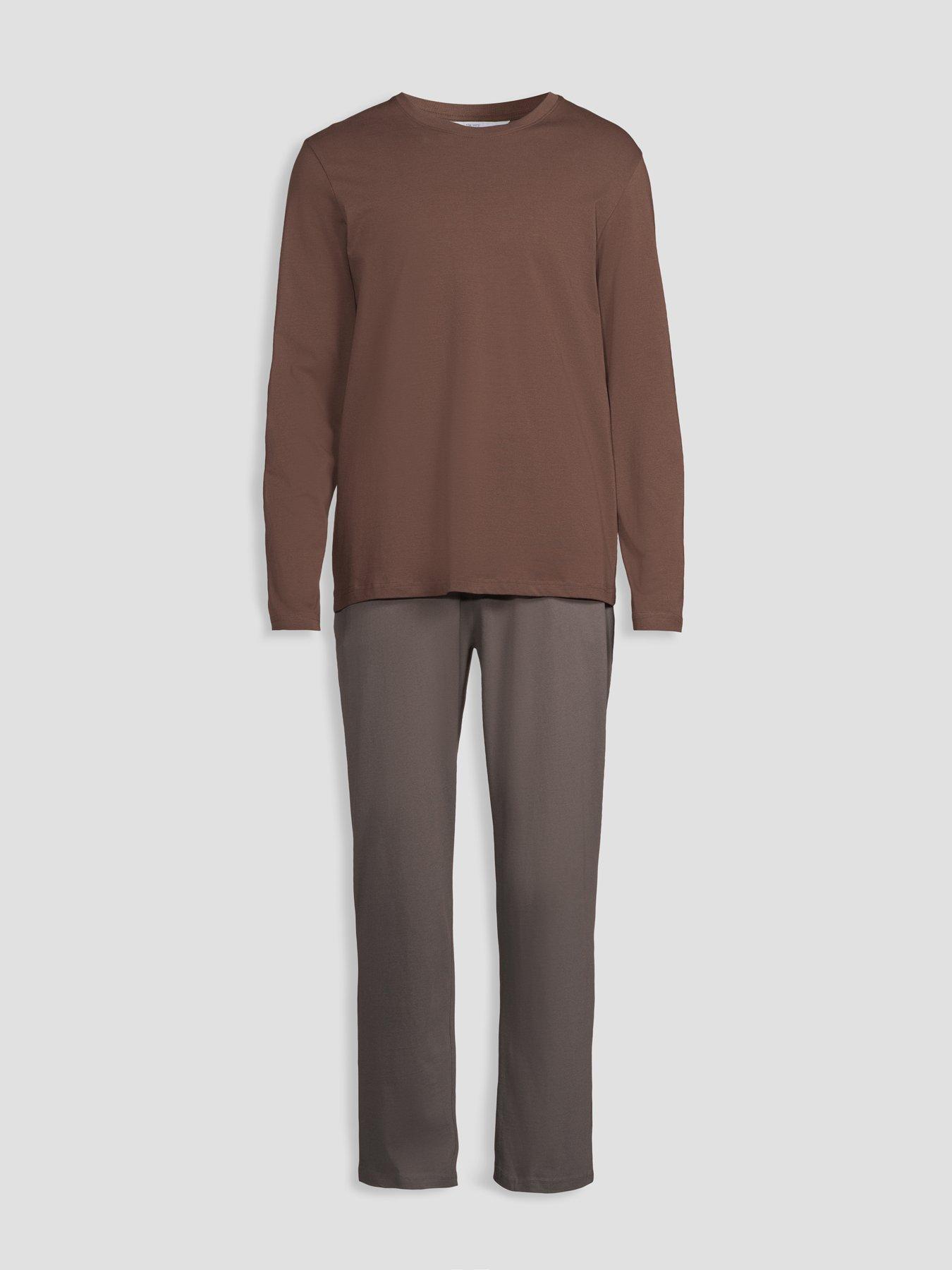 Image 7 of 7 of The Very Collection Essential Long Sleeve T-Shirt &amp; Trouser Set - Brown