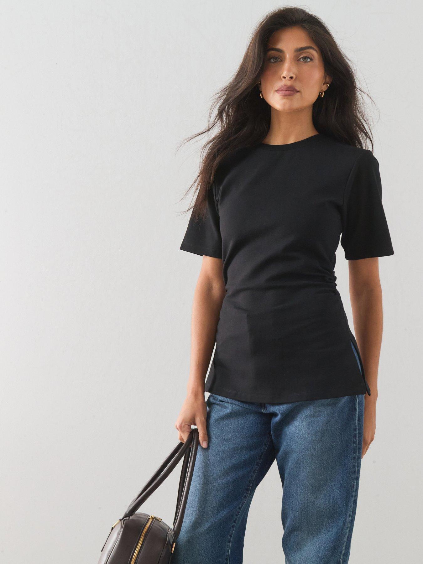 The Very Collection Heavyweight Ruched Waist Tee - Black