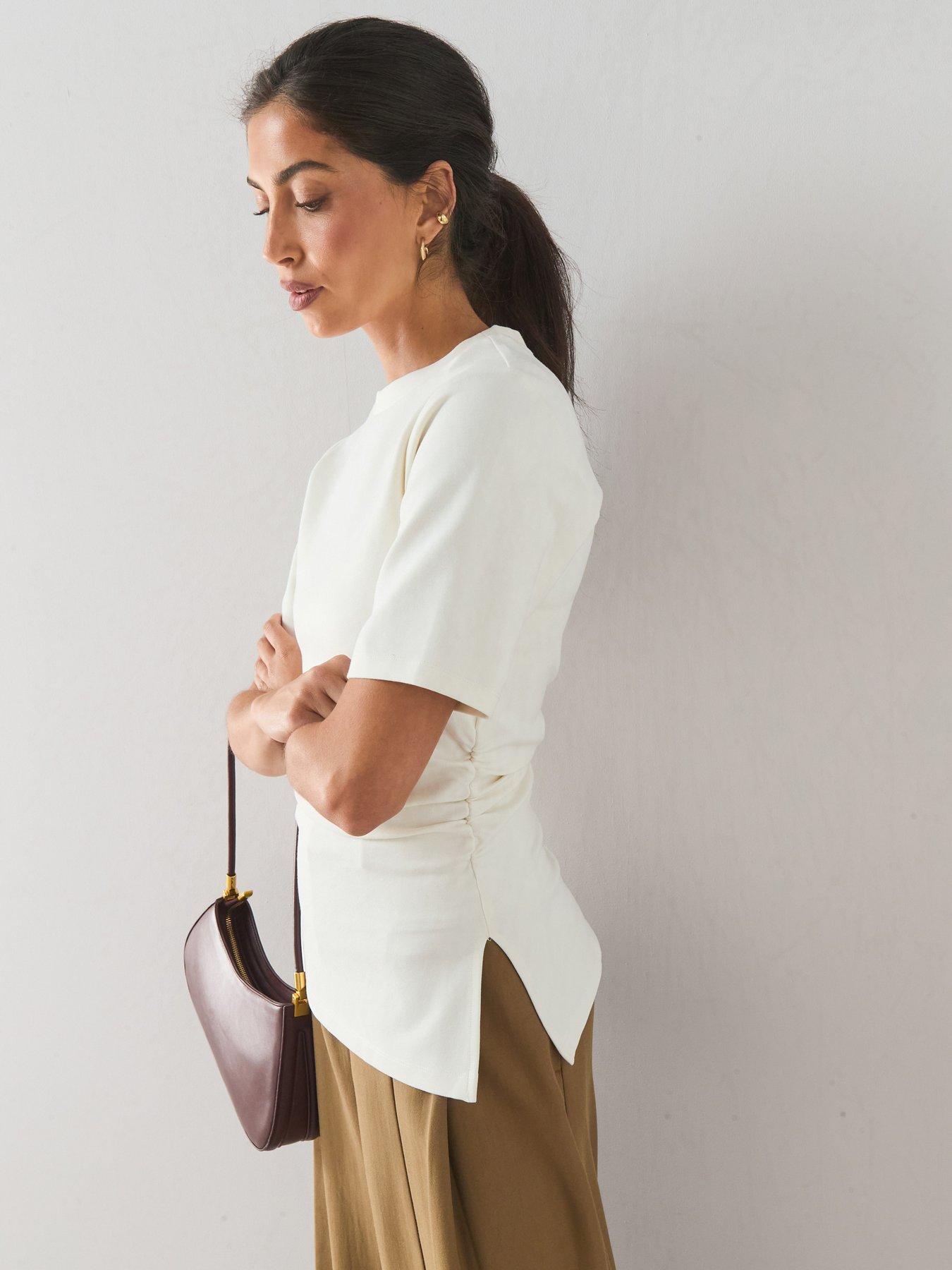 The Very Collection Heavyweight Ruched Waist Tee - White