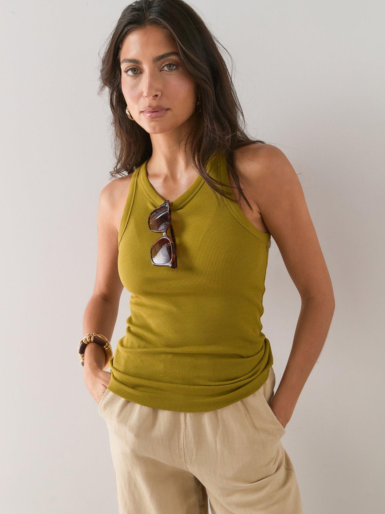 The Very Collection Rib Racer Vest - Green